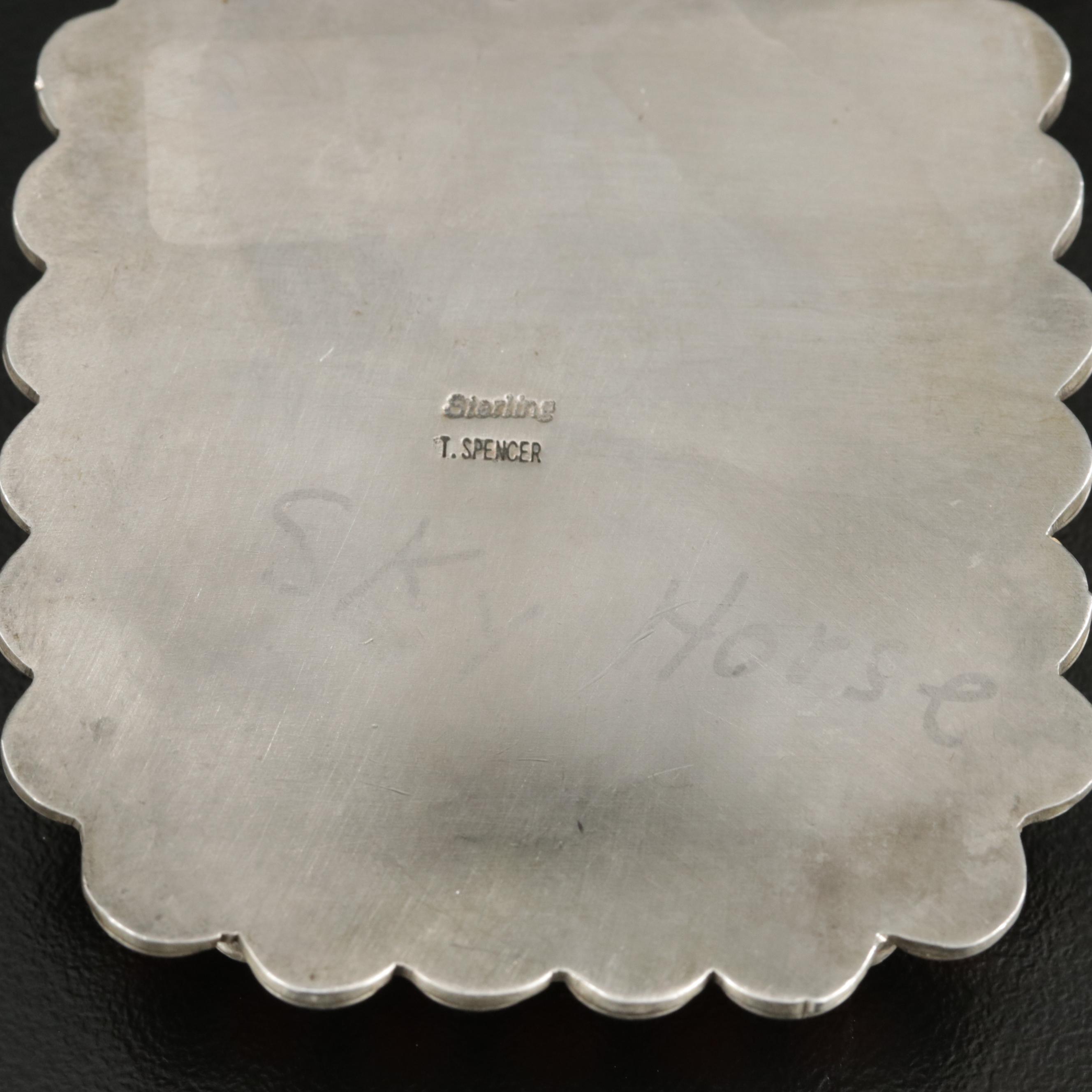 T. Spencer Navajo Diné Sterling Turquoise and Coral Pendant On Beaded Necklace