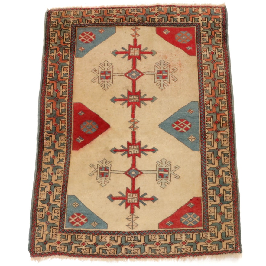 Hand-Knotted Turkish Village Rug, 1970s