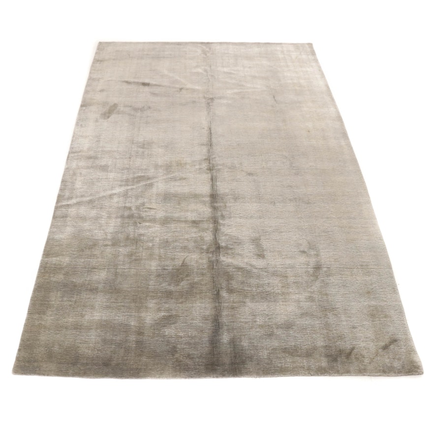 7'8 x 11'10 Hand-Knotted Indian Bamboo Silk Rug, 2010s