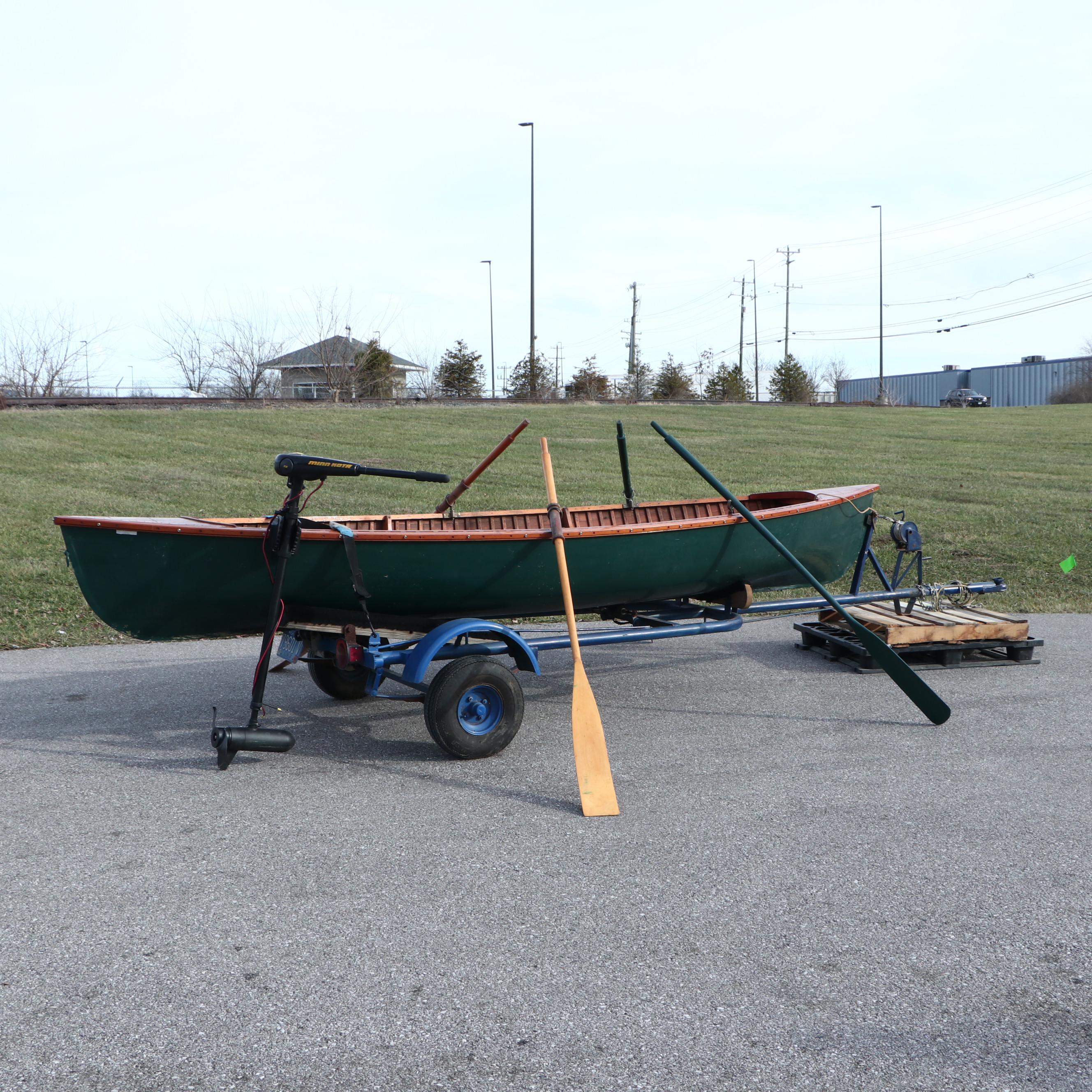 B. Giesler & Sons 15.5 ft. Row Boat with Minn Kota Trolling Motor and Trailer