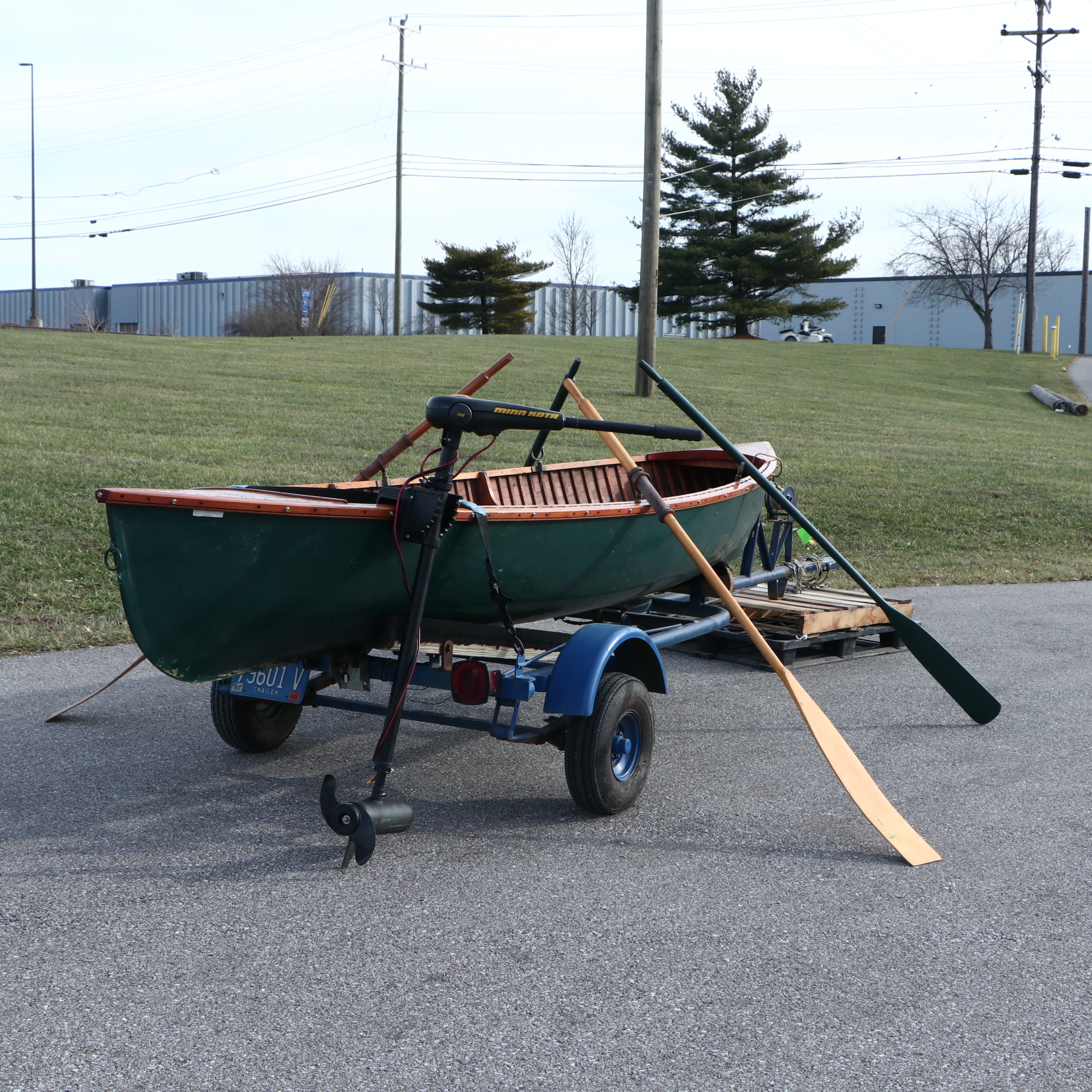 B. Giesler & Sons 15.5 ft. Row Boat with Minn Kota Trolling Motor and Trailer