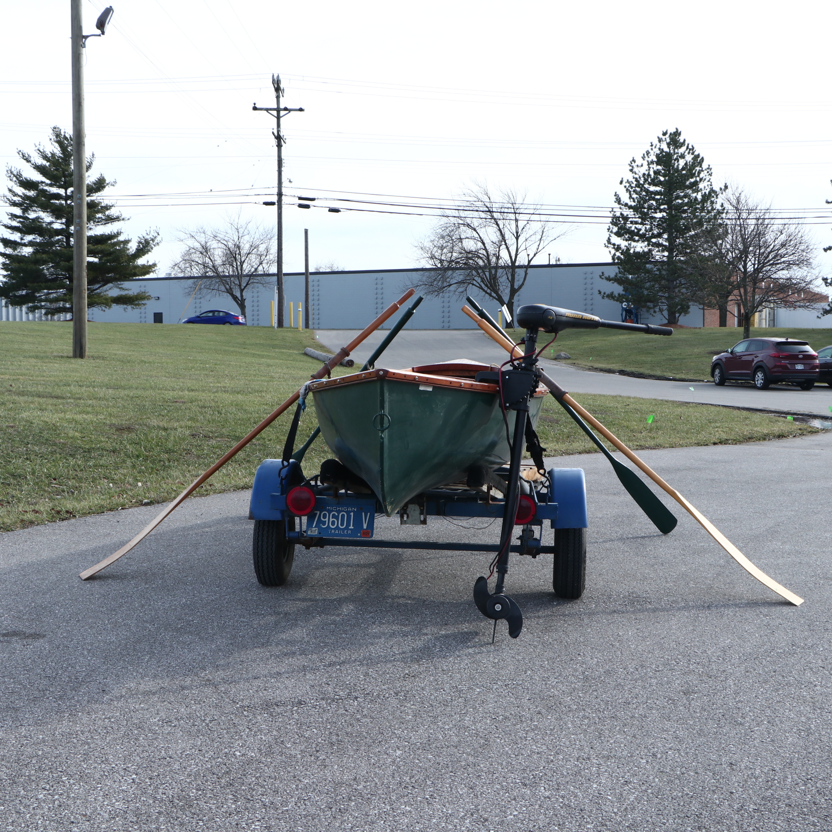 B. Giesler & Sons 15.5 ft. Row Boat with Minn Kota Trolling Motor and Trailer