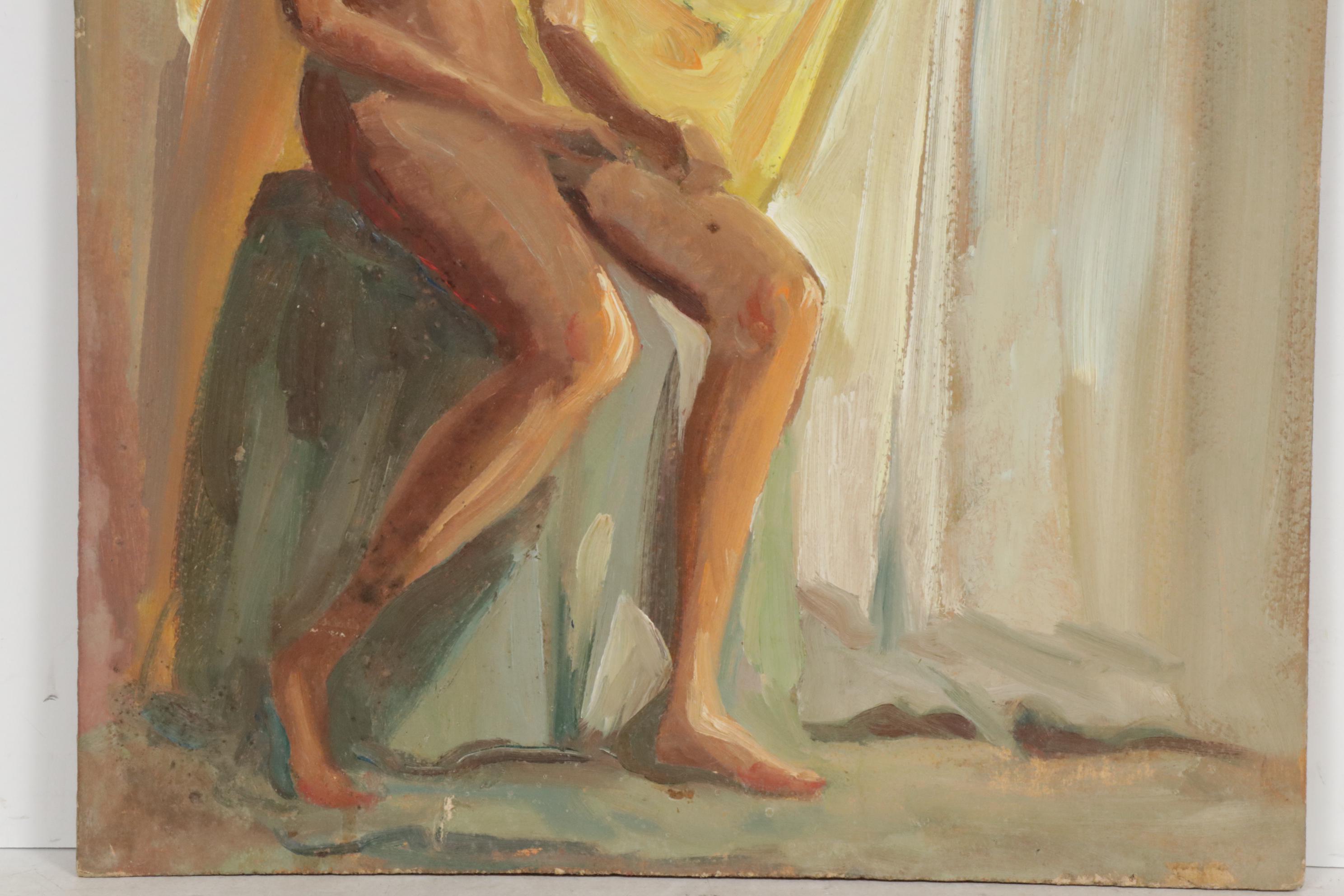 Letha Gaskins Female Nude Figure Oil Painting, Mid-20th Century