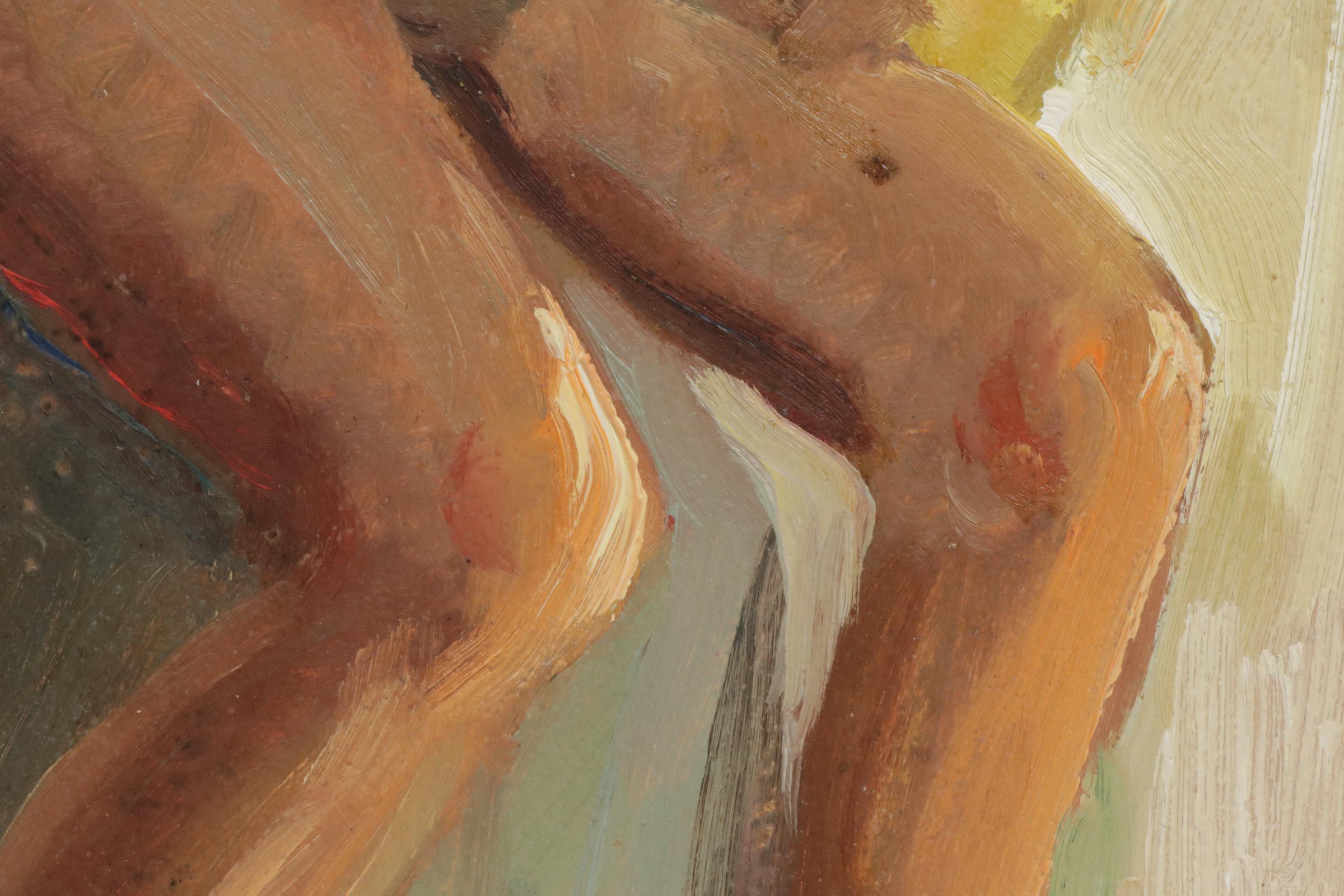 Letha Gaskins Female Nude Figure Oil Painting, Mid-20th Century