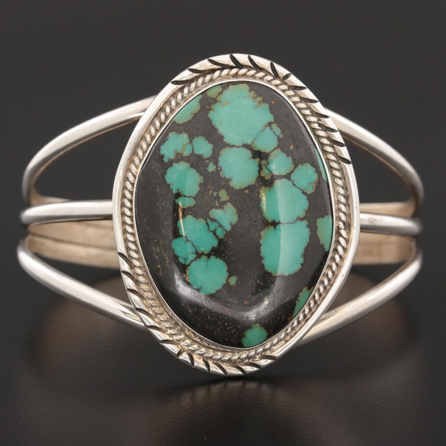 Josephine Benally Navajo Diné Sterling Silver Turquoise Cuff Bracelet