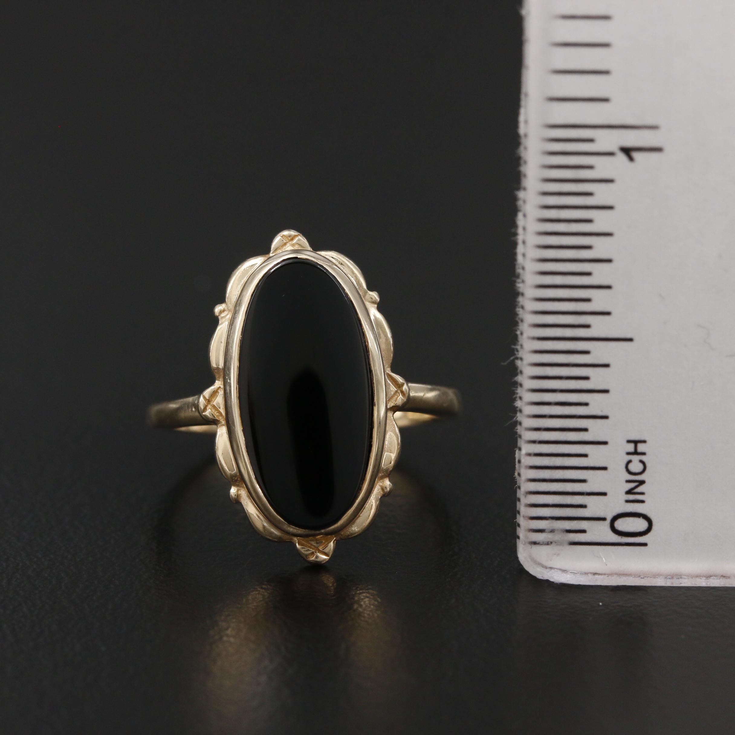 14K Yellow Gold Black Onyx Ring