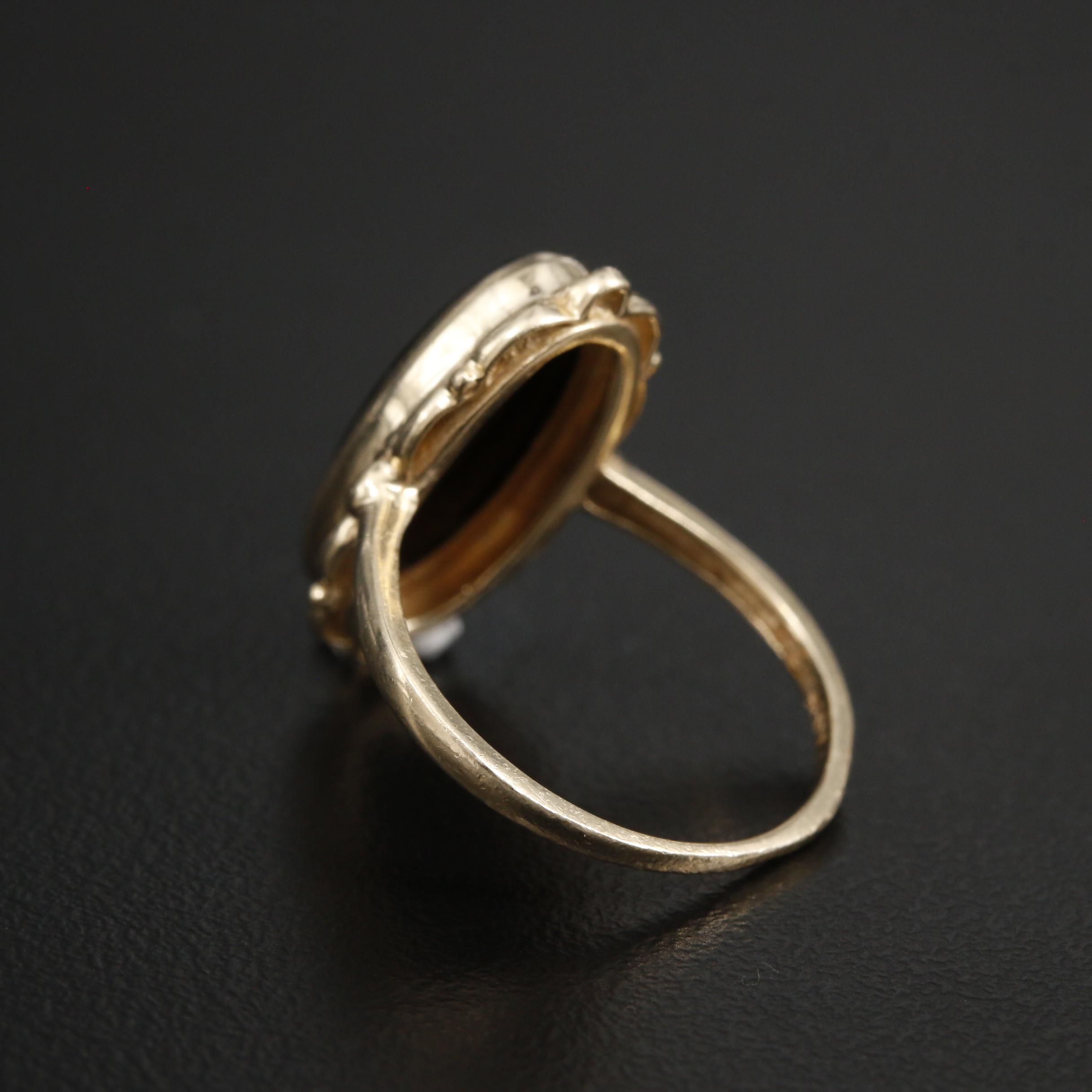 14K Yellow Gold Black Onyx Ring