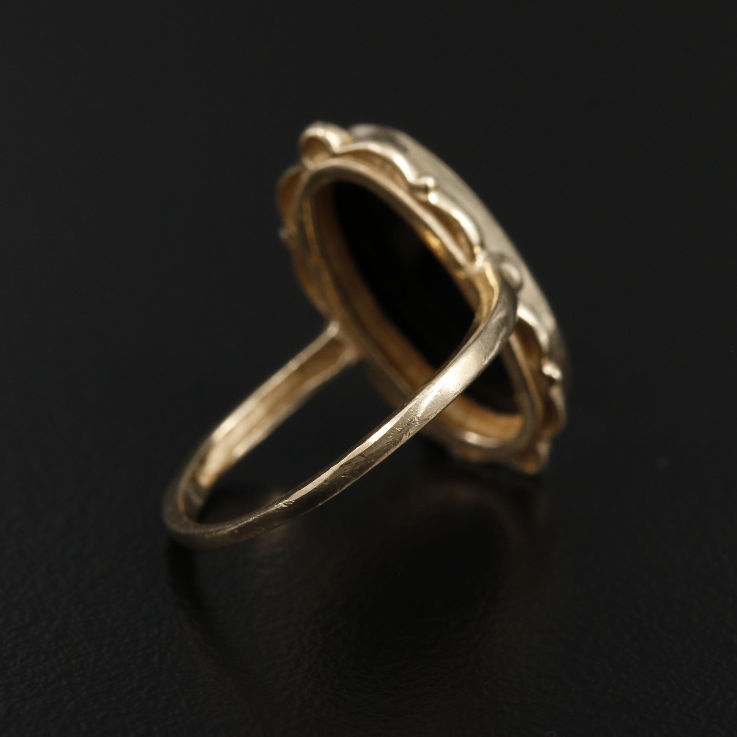 14K Yellow Gold Black Onyx Ring