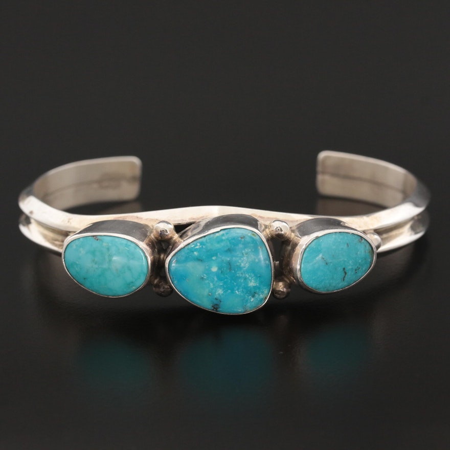 Roie Jaque Navajo Sterling Silver Turquoise Cuff Bracelet