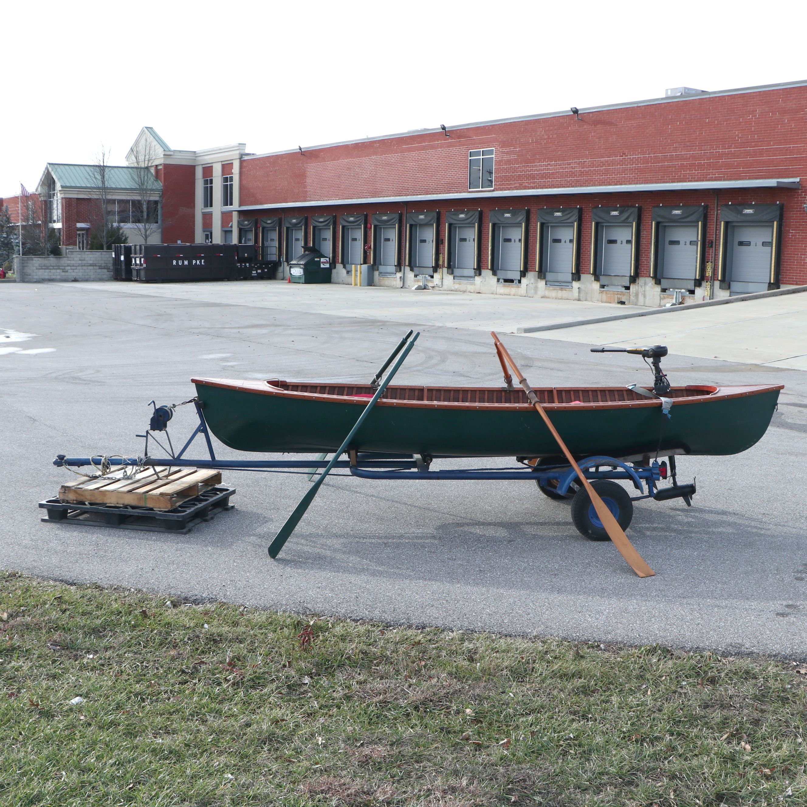 B. Giesler & Sons 15.5 ft. Row Boat with Minn Kota Trolling Motor and Trailer