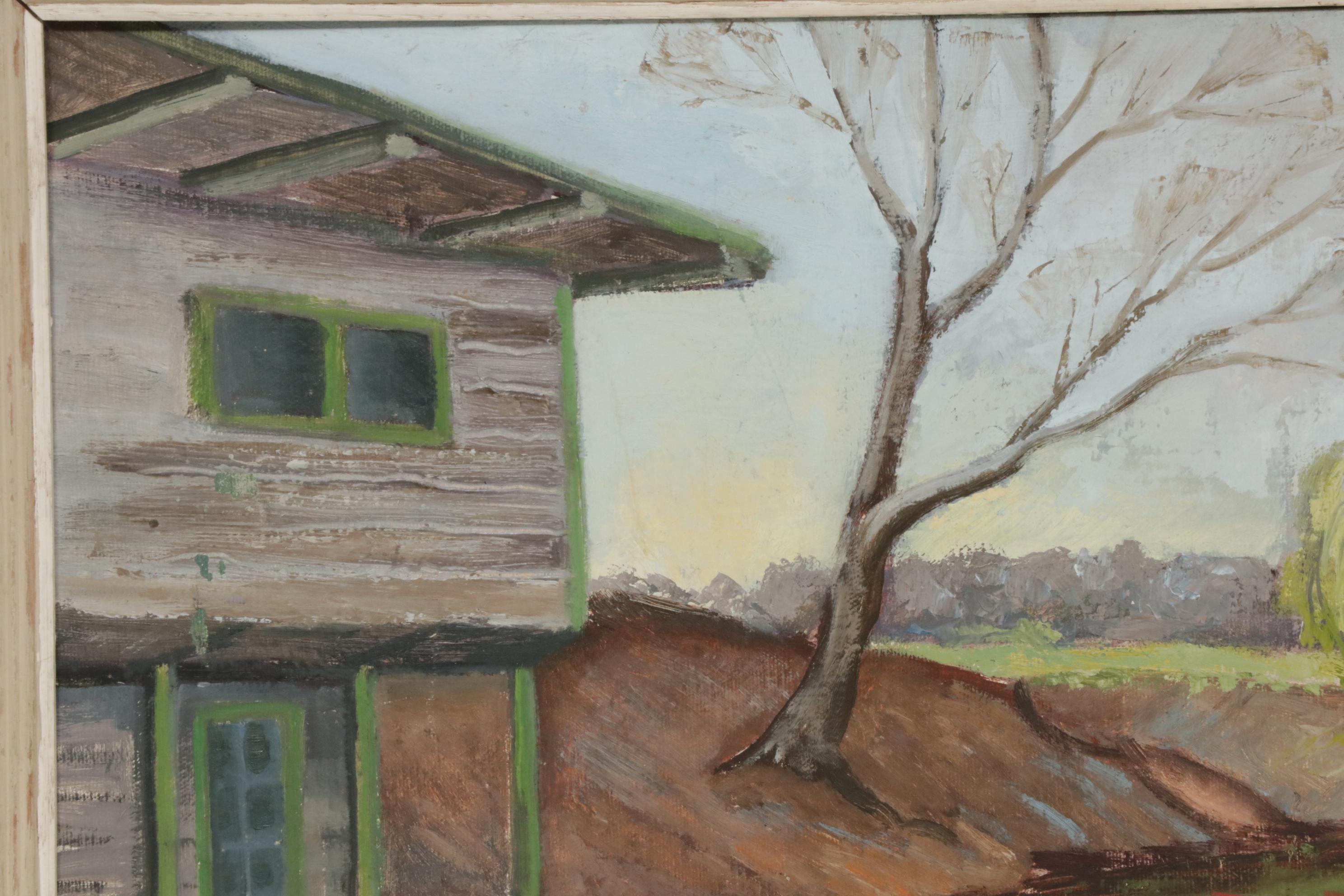 Letha Gaskins Dock Landscape Oil Painting, Mid-20th Century