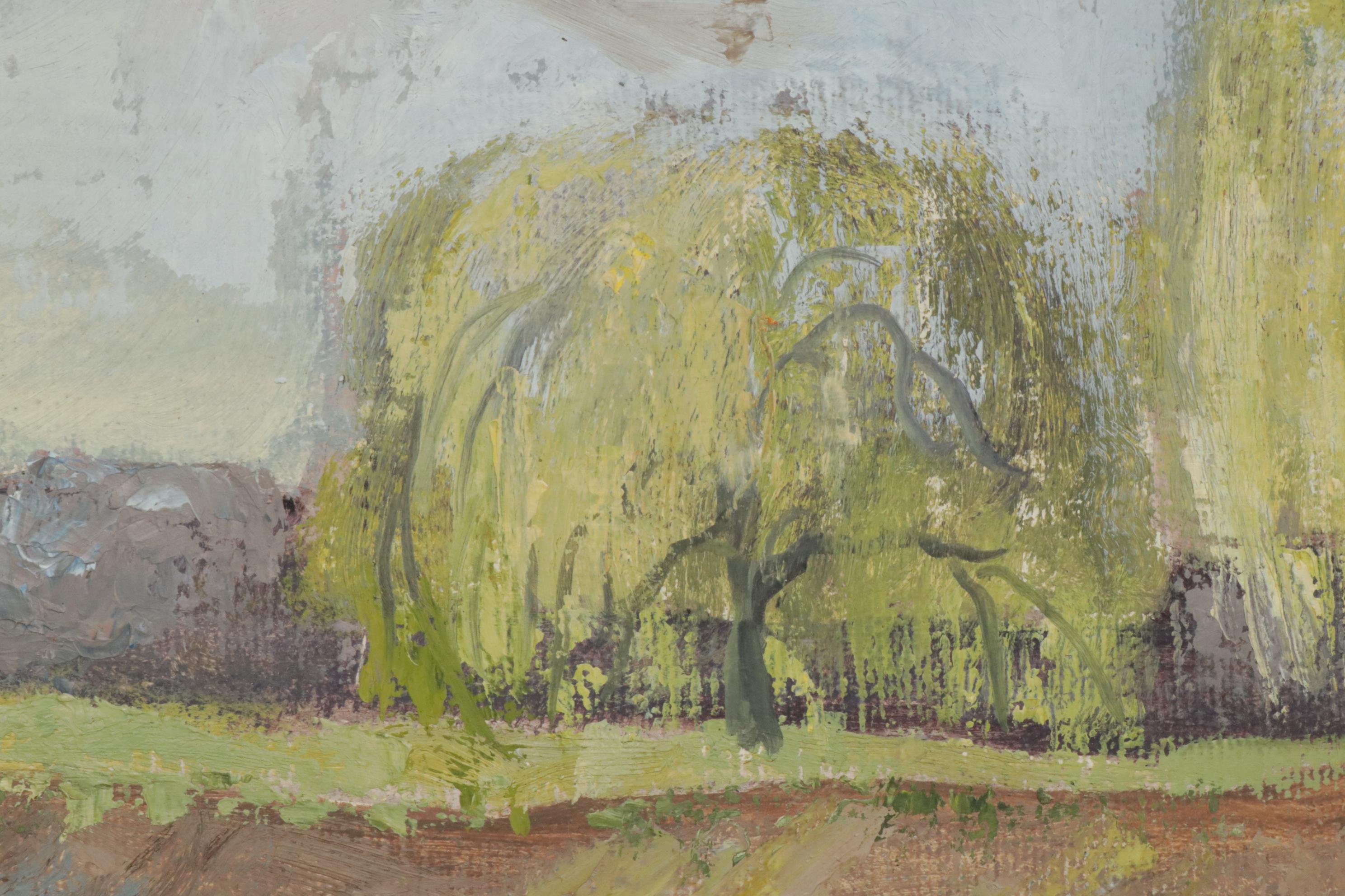 Letha Gaskins Dock Landscape Oil Painting, Mid-20th Century