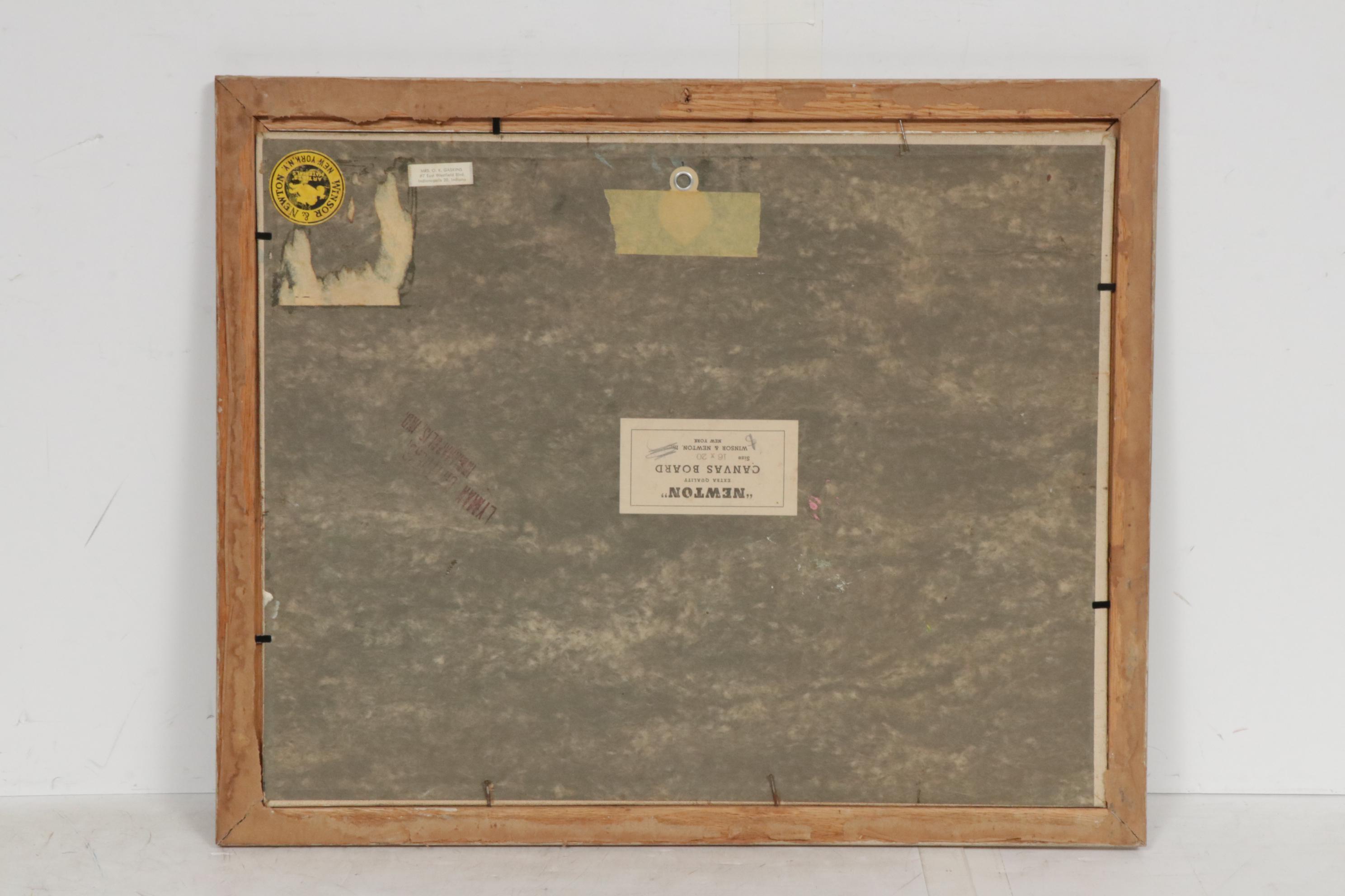 Letha Gaskins Dock Landscape Oil Painting, Mid-20th Century