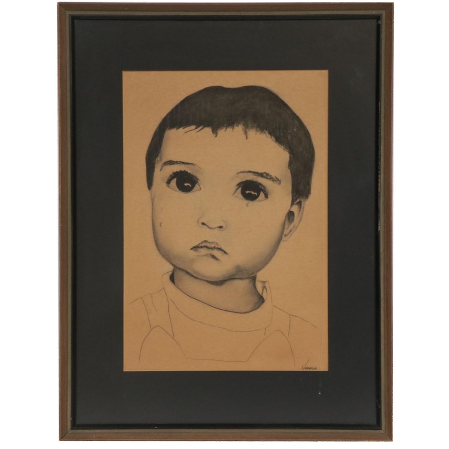Charcoal Drawing of Crying Child