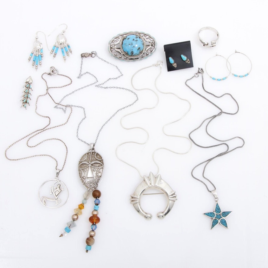 Sterling Silver Jewelry Featuring Southwestern Style Pieces and Naja Pendant