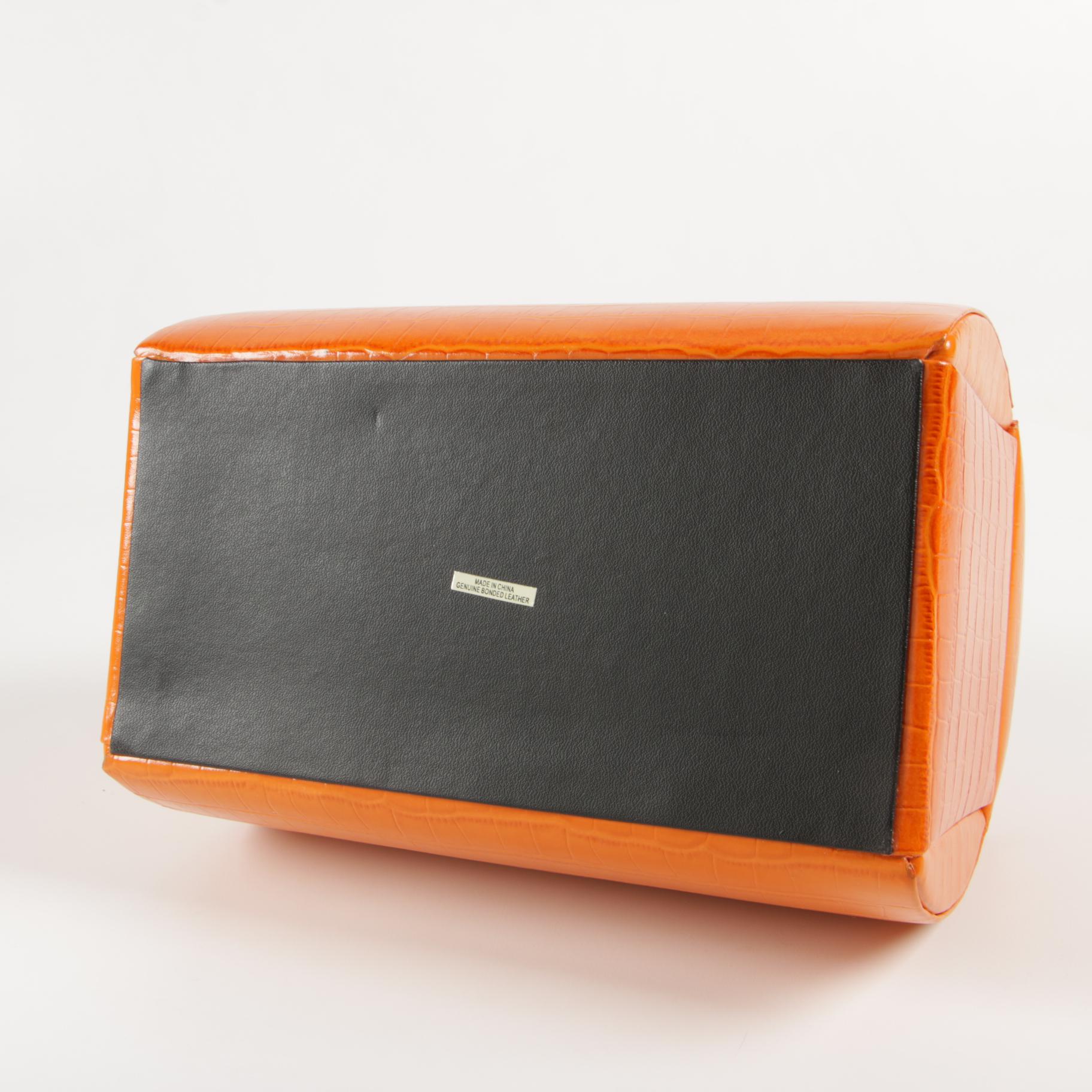 Rowallan Travel Jewelry Case in Croc-Embossed Orange Leather with Box