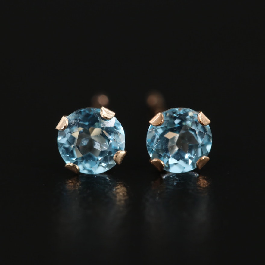 10K Yellow Gold Topaz Stud Earrings