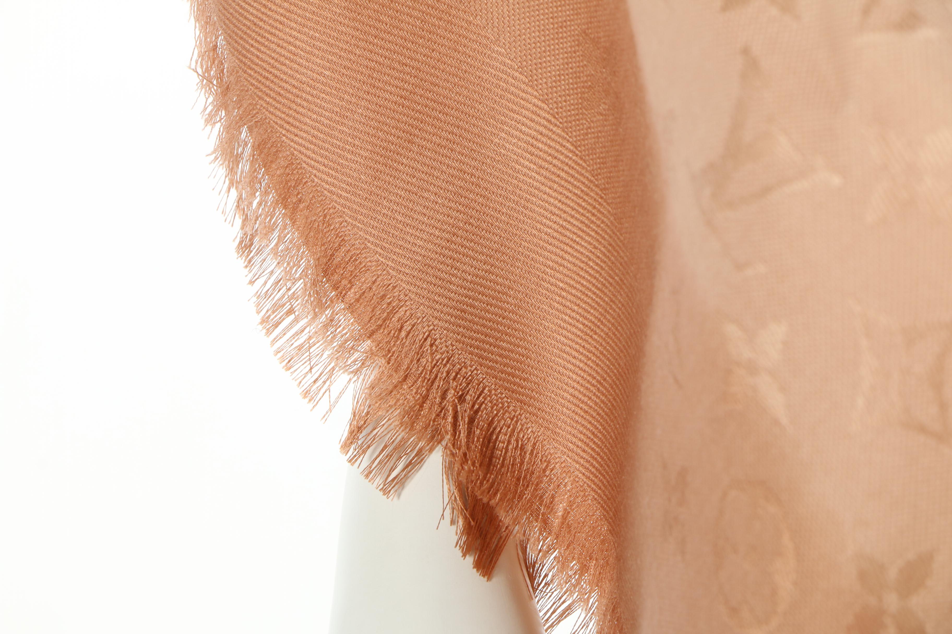 Louis Vuitton Silk and Wool Ombré Monogram Shawl with Box Signed by Susan Lucci