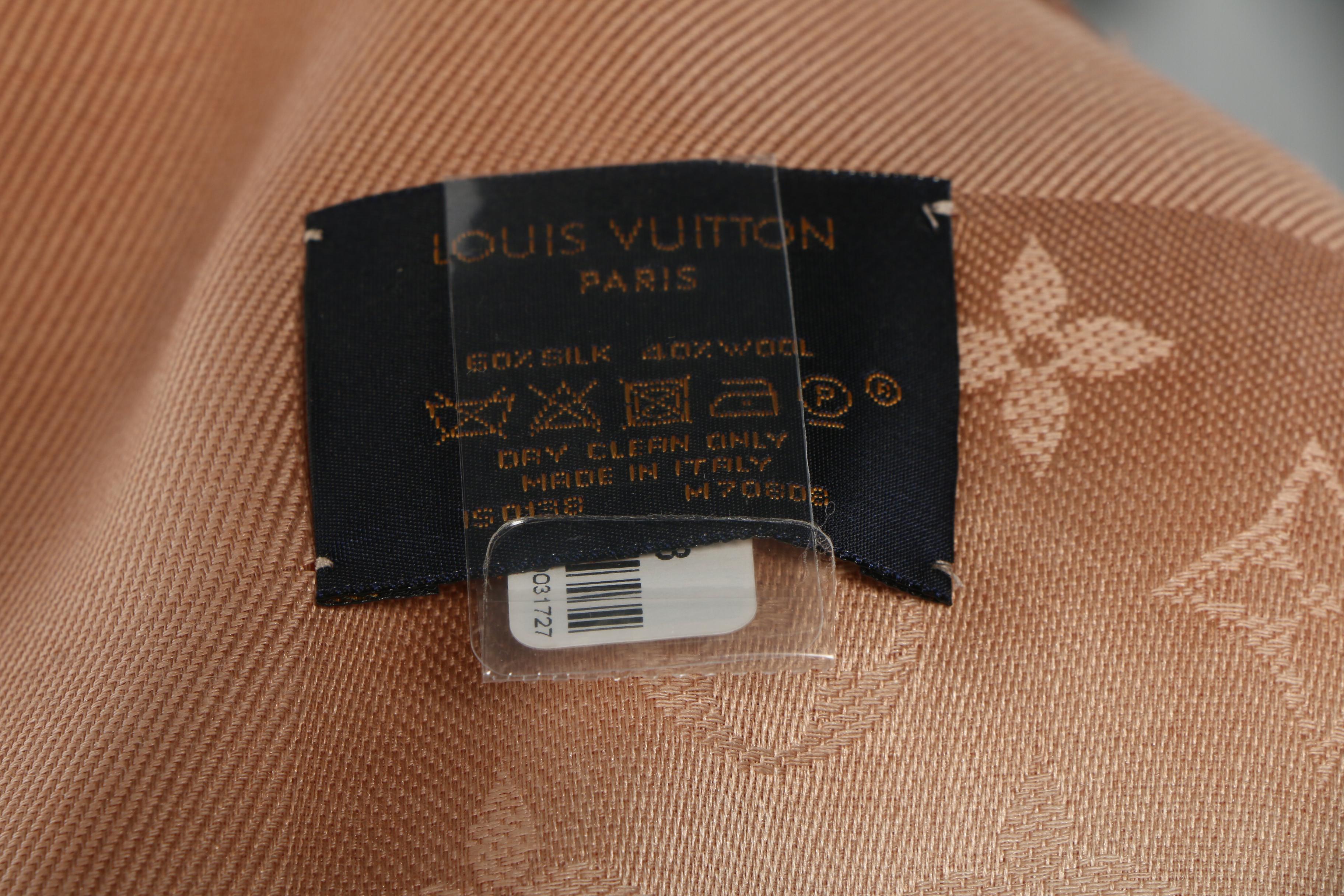 Louis Vuitton Silk and Wool Ombré Monogram Shawl with Box Signed by Susan Lucci