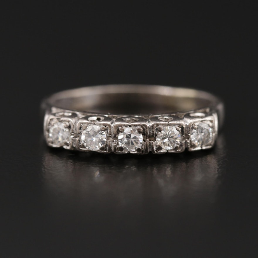 Vintage Silver Palladium Alloy Diamond Ring
