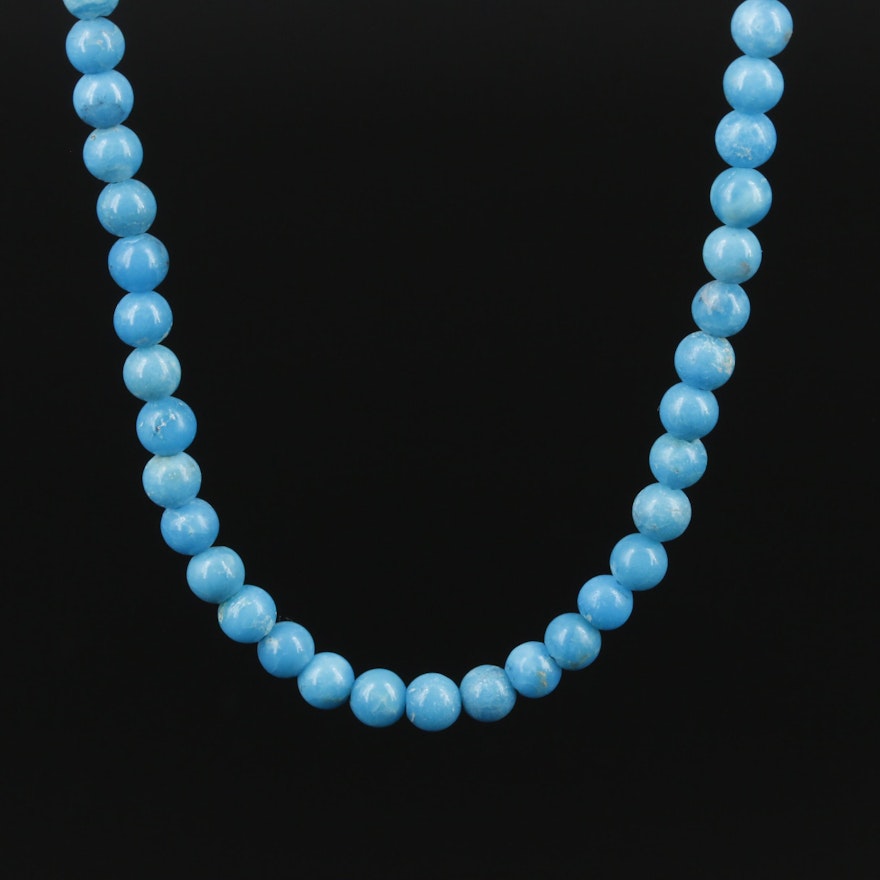 14K Yellow Gold Turquoise Bead Necklace