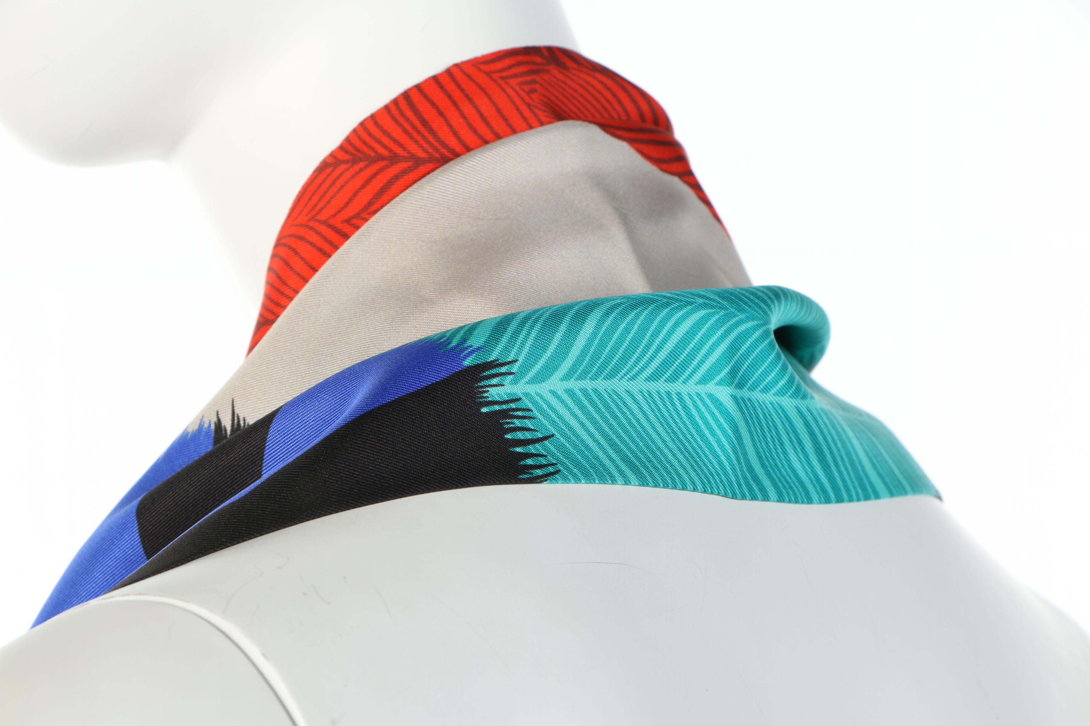 Hermès "Zebra Pegasus" Maxi Twilly Silk Scarf with Susan Lucci Signed Box