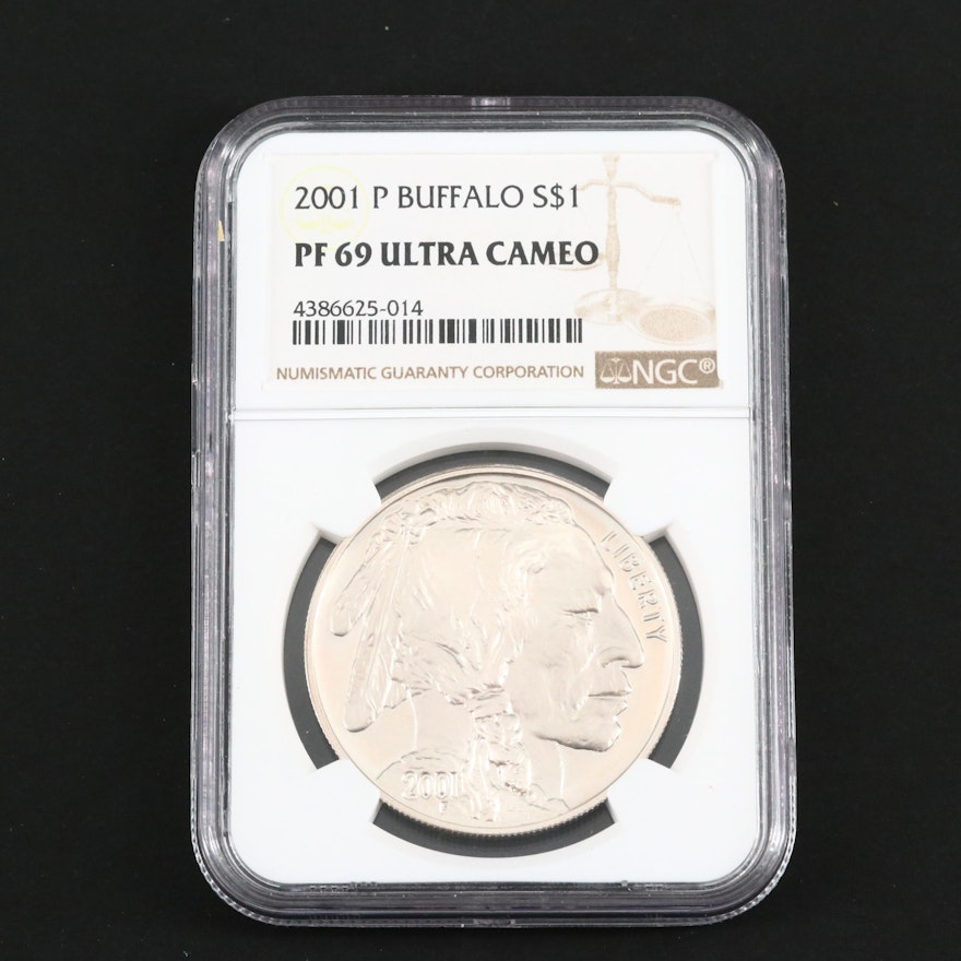 NGC PF69 Ultra Cameo 2001 American Buffalo Commemorative Proof Silver Dollar