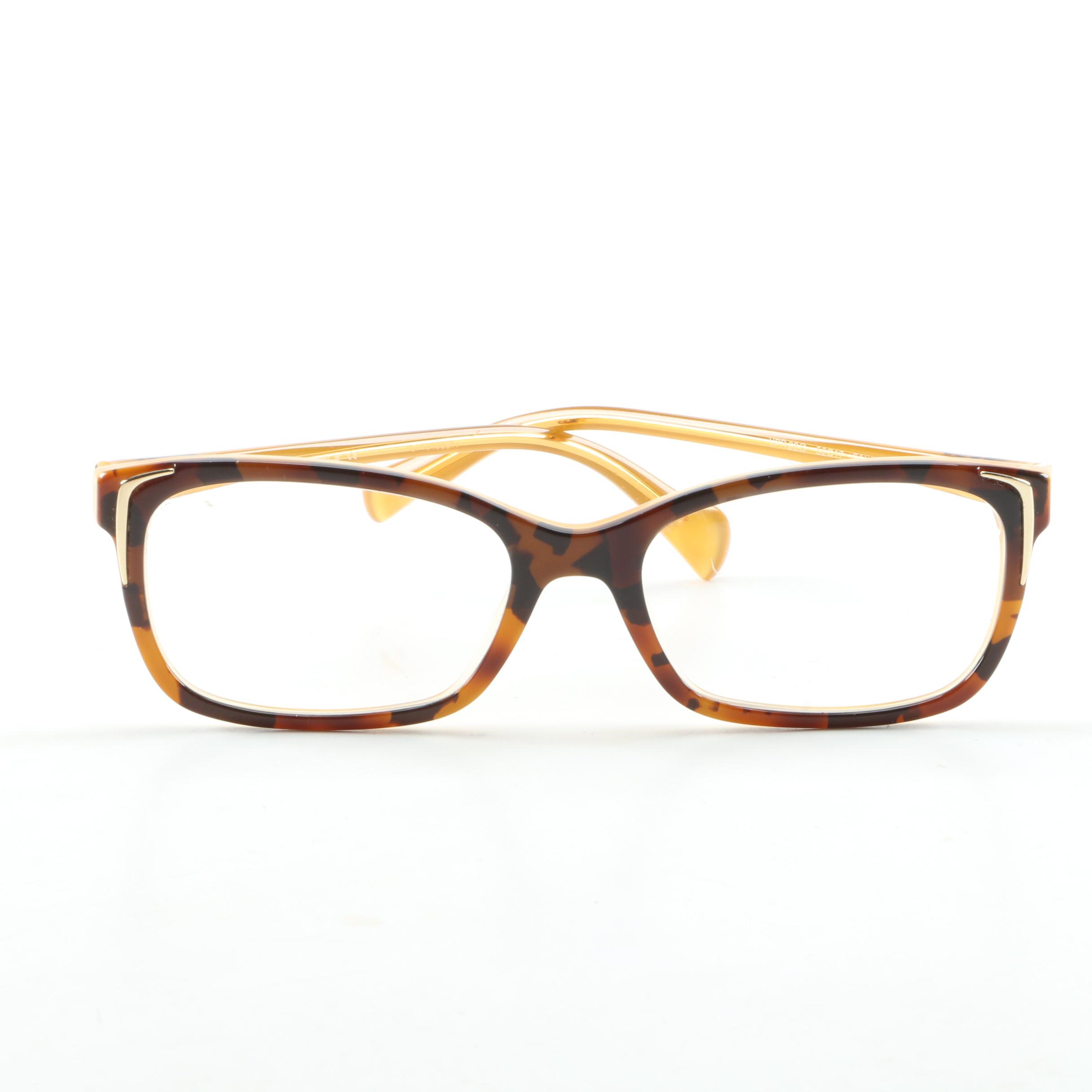 Prada Matte and Gloss Finish Tortoiseshell Style Eyeglasses