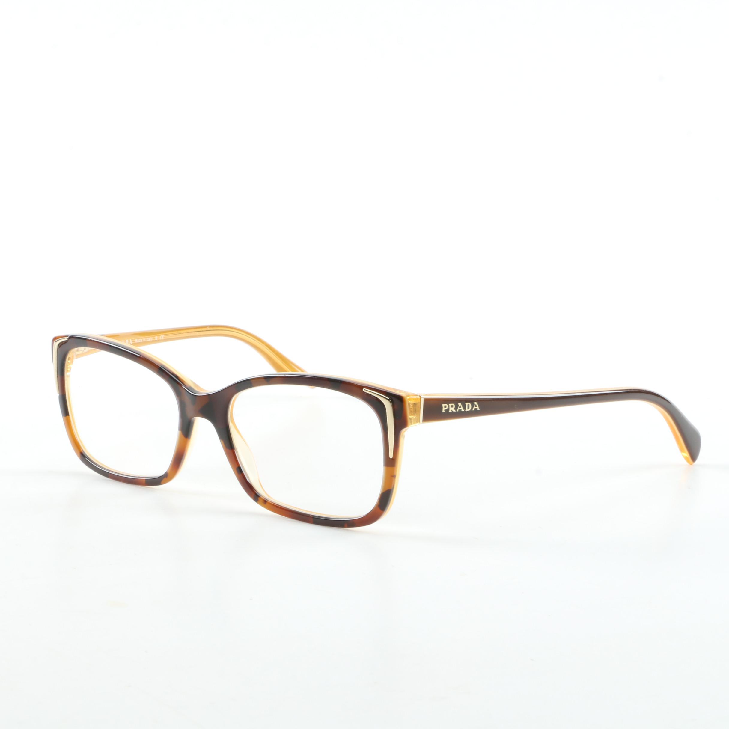Prada Matte and Gloss Finish Tortoiseshell Style Eyeglasses