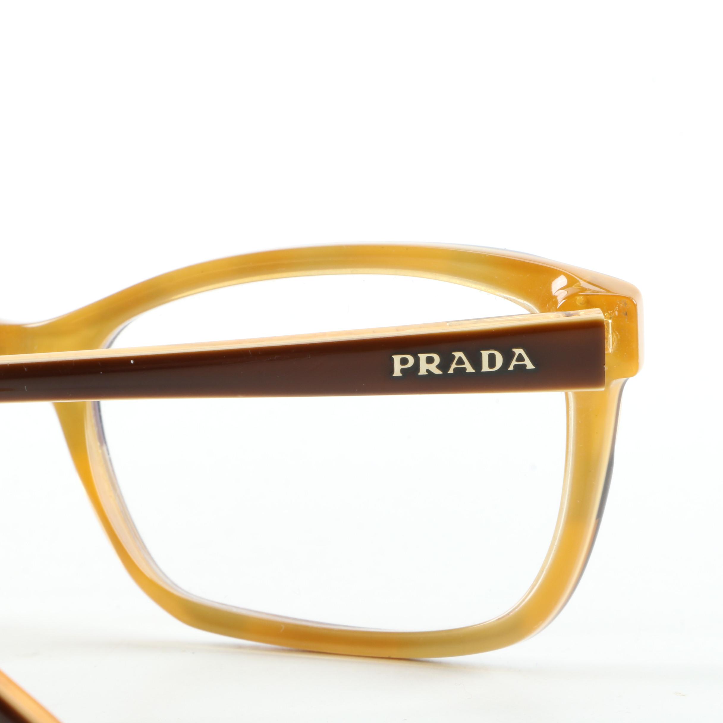 Prada Matte and Gloss Finish Tortoiseshell Style Eyeglasses