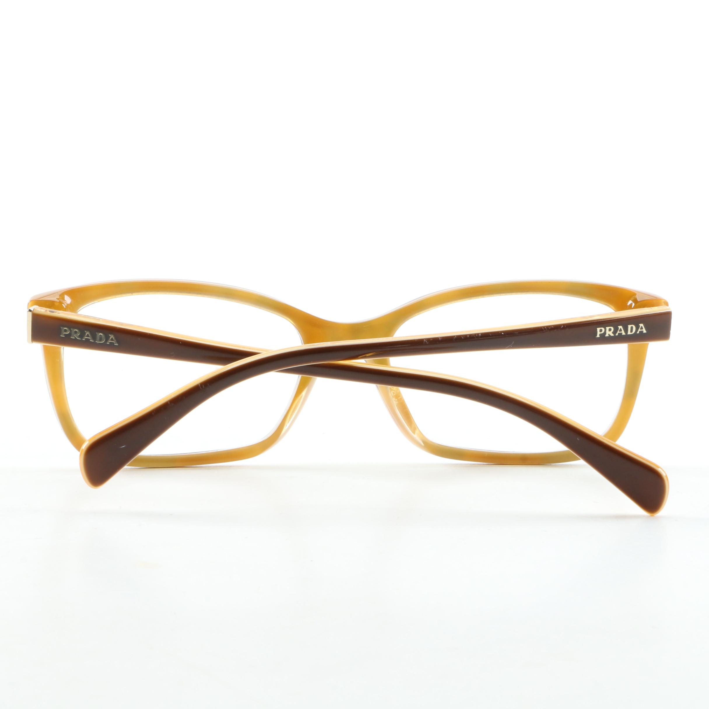 Prada Matte and Gloss Finish Tortoiseshell Style Eyeglasses