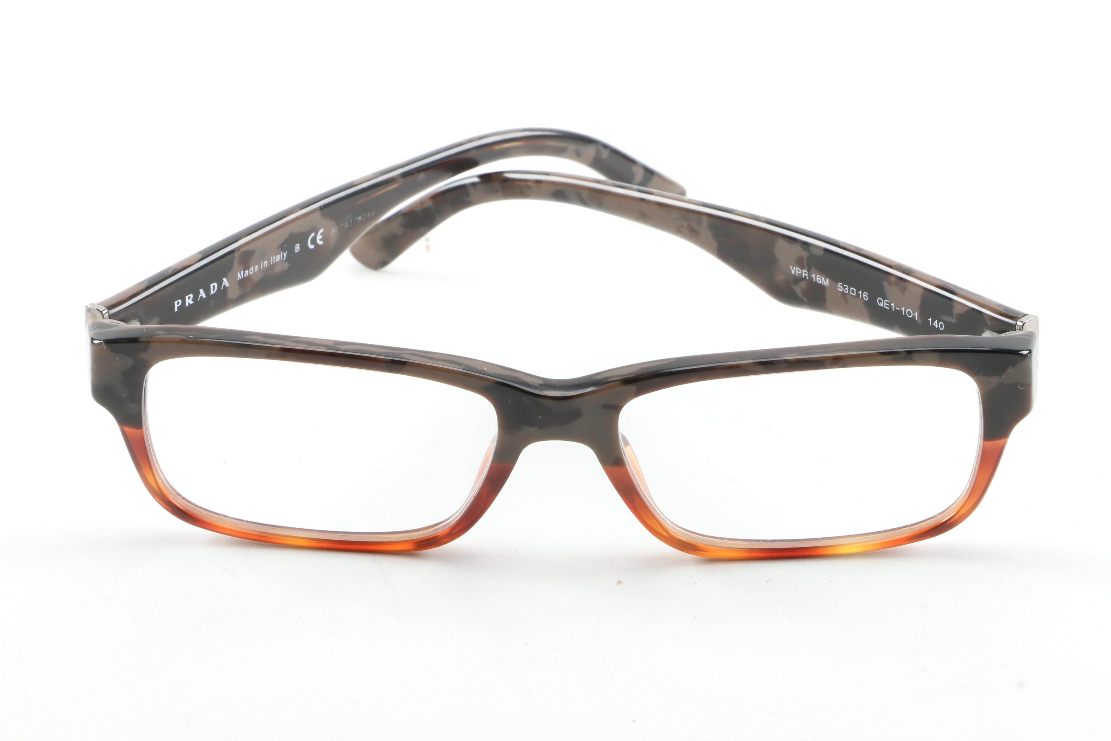 Prada Matte and Gloss Finish Tortoiseshell Style Eyeglasses