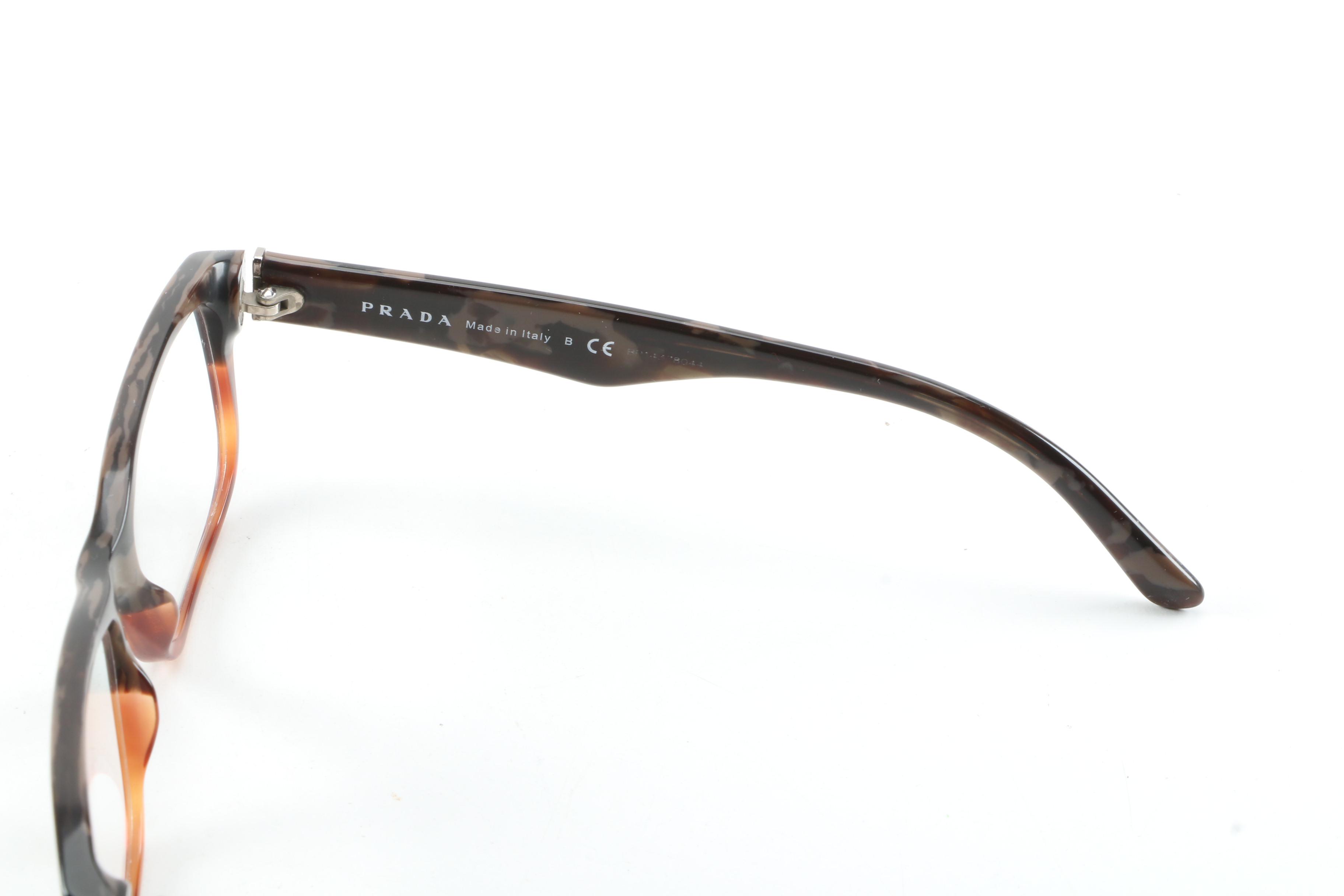 Prada Matte and Gloss Finish Tortoiseshell Style Eyeglasses
