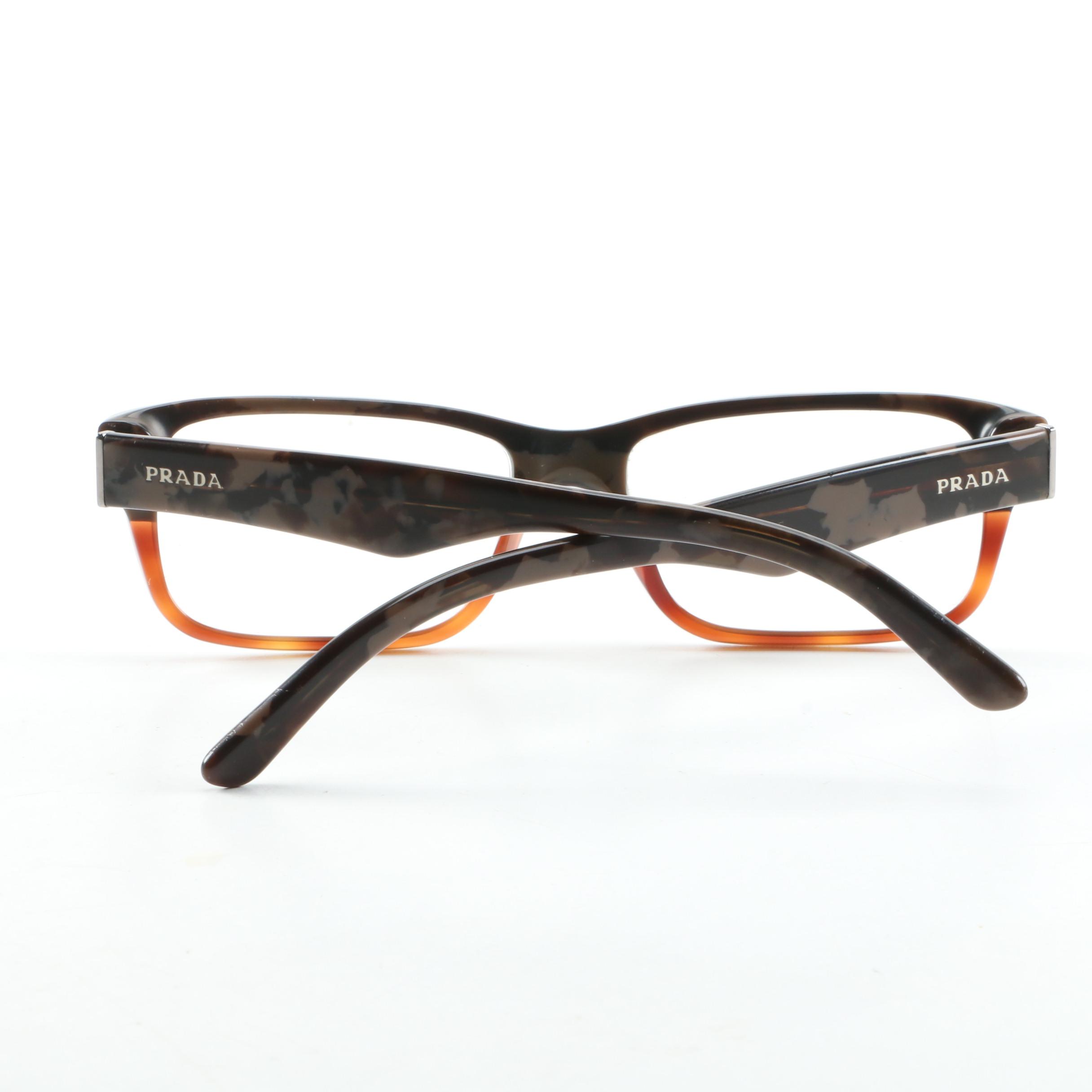 Prada Matte and Gloss Finish Tortoiseshell Style Eyeglasses