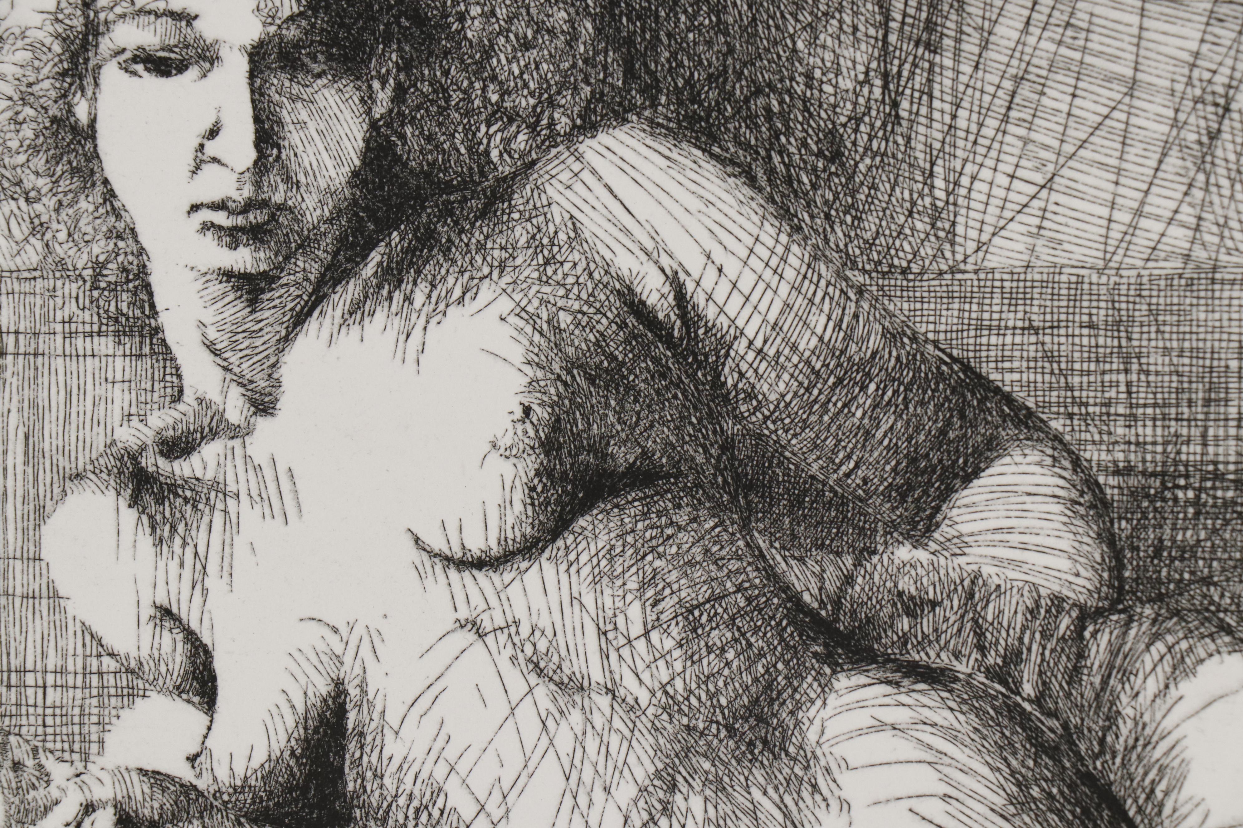 Gilbert Gorski Etching "Nude Woman on a Bed"