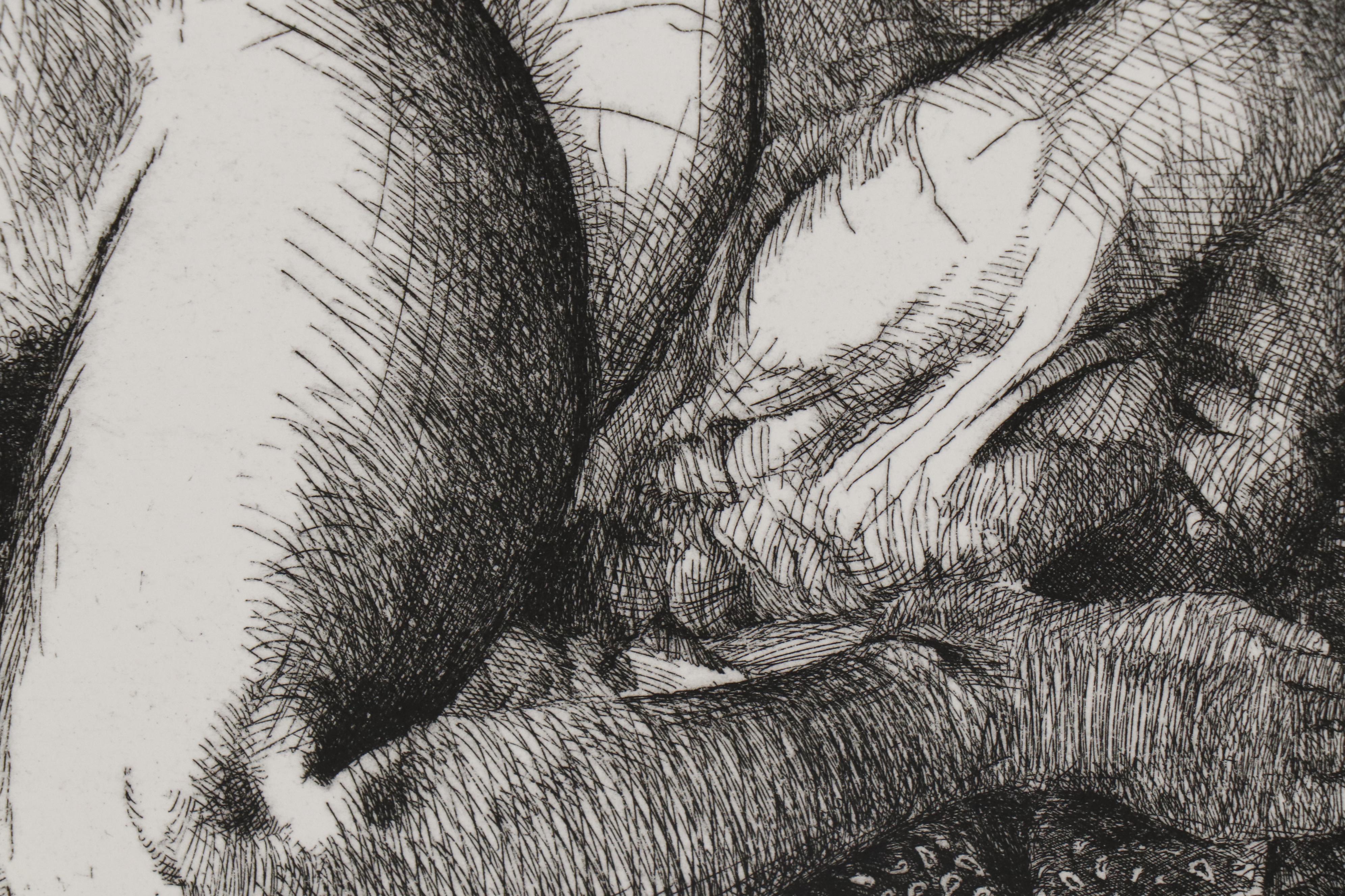 Gilbert Gorski Etching "Nude Woman on a Bed"