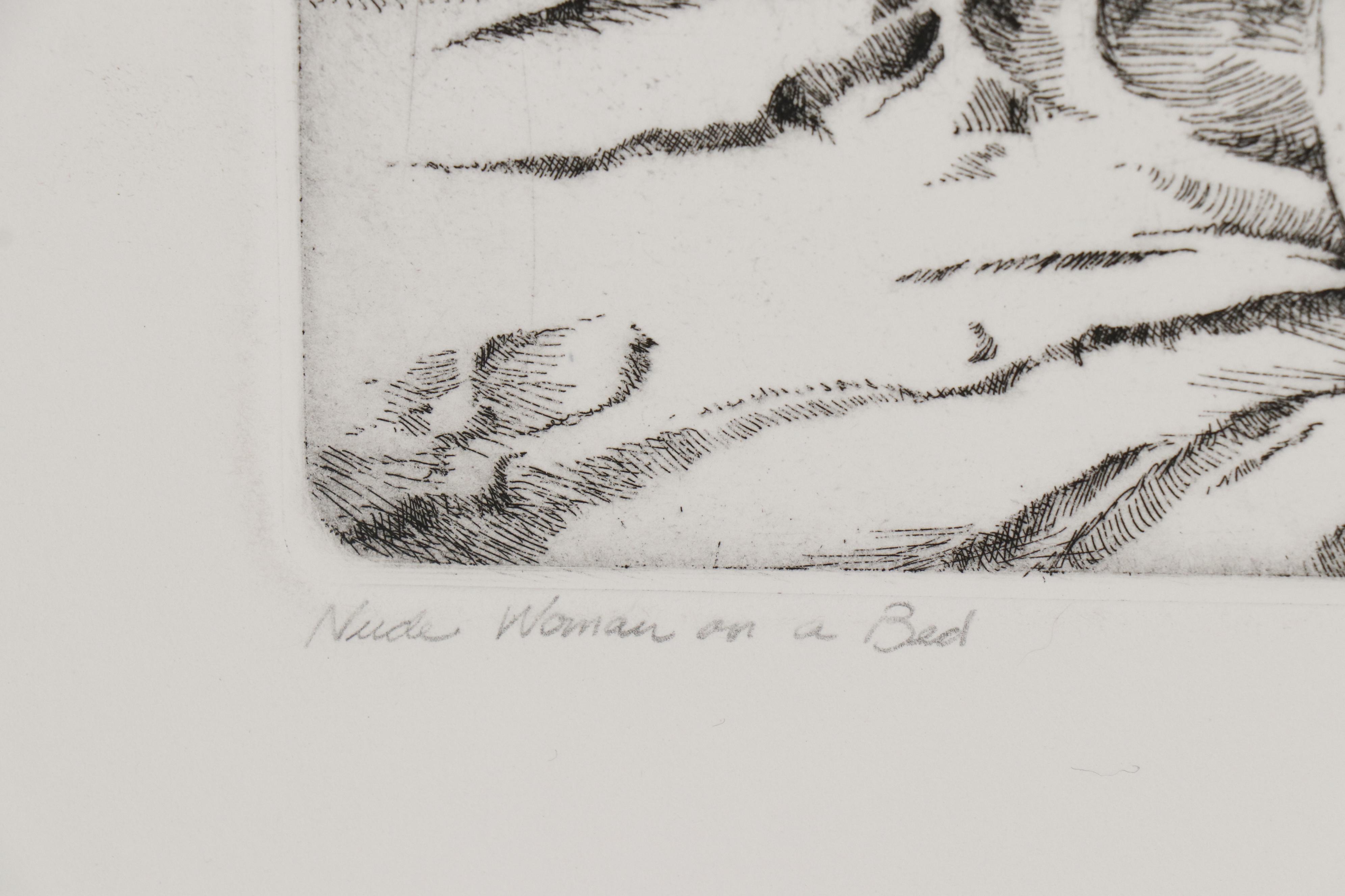 Gilbert Gorski Etching "Nude Woman on a Bed"