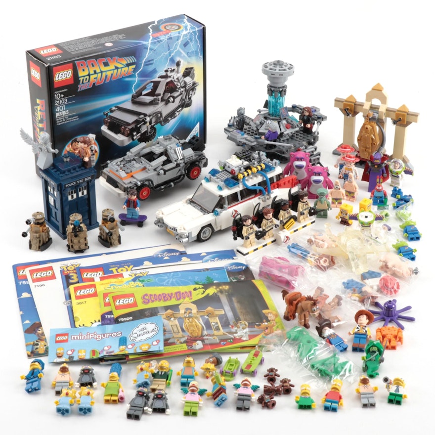 LEGO "Back to the Future," "Doctor Who," "Toy Story", "Spongbob," and Figures