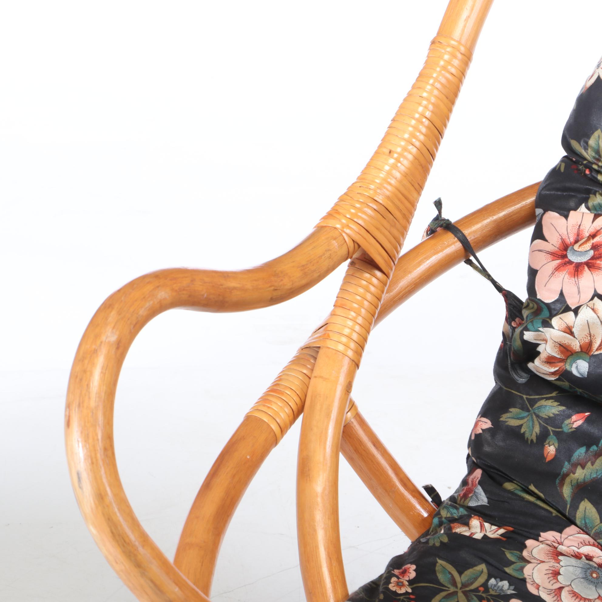 Grand Basket Company Rattan Swivel Chair, Mid to Late 20th Century