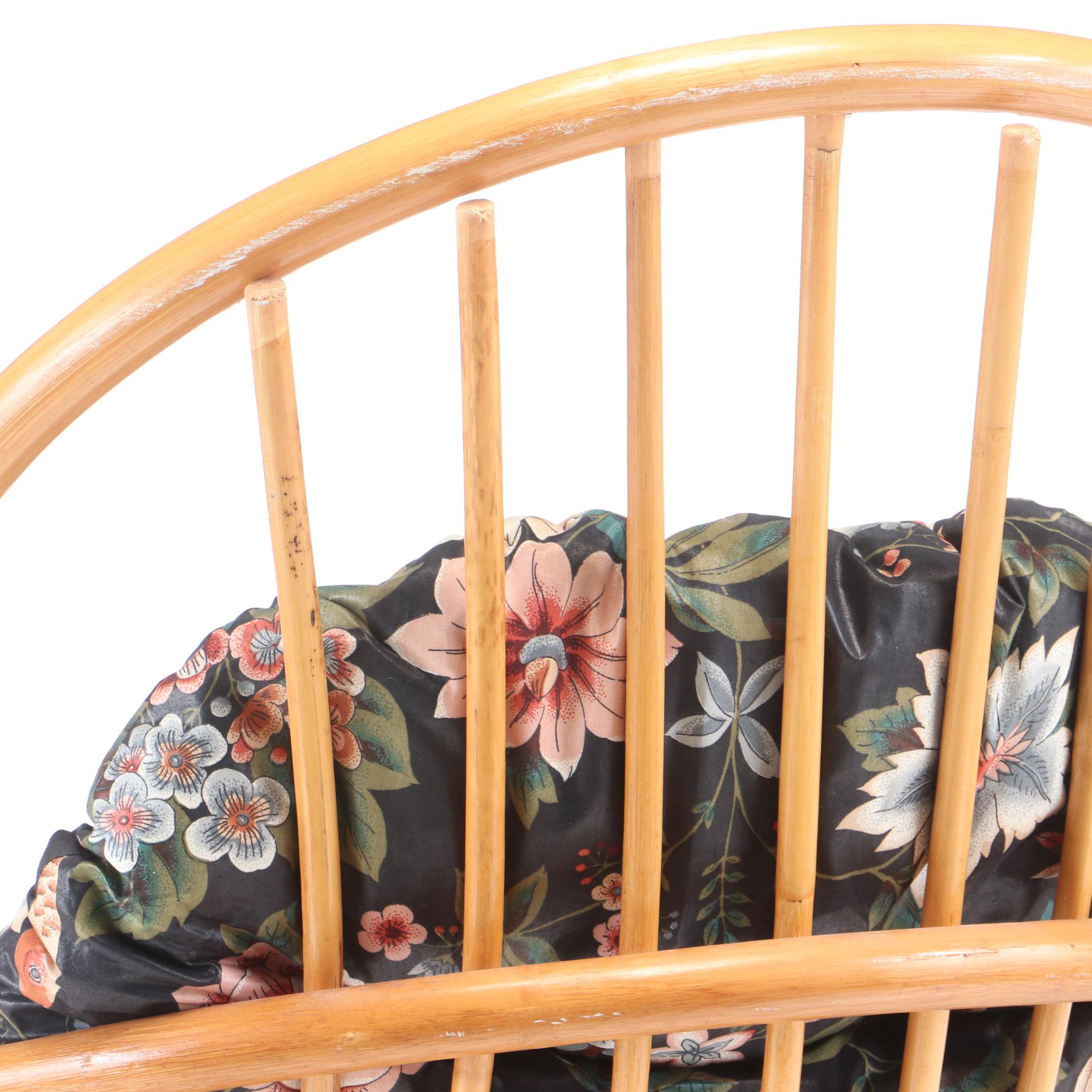 Grand Basket Company Rattan Swivel Chair, Mid to Late 20th Century