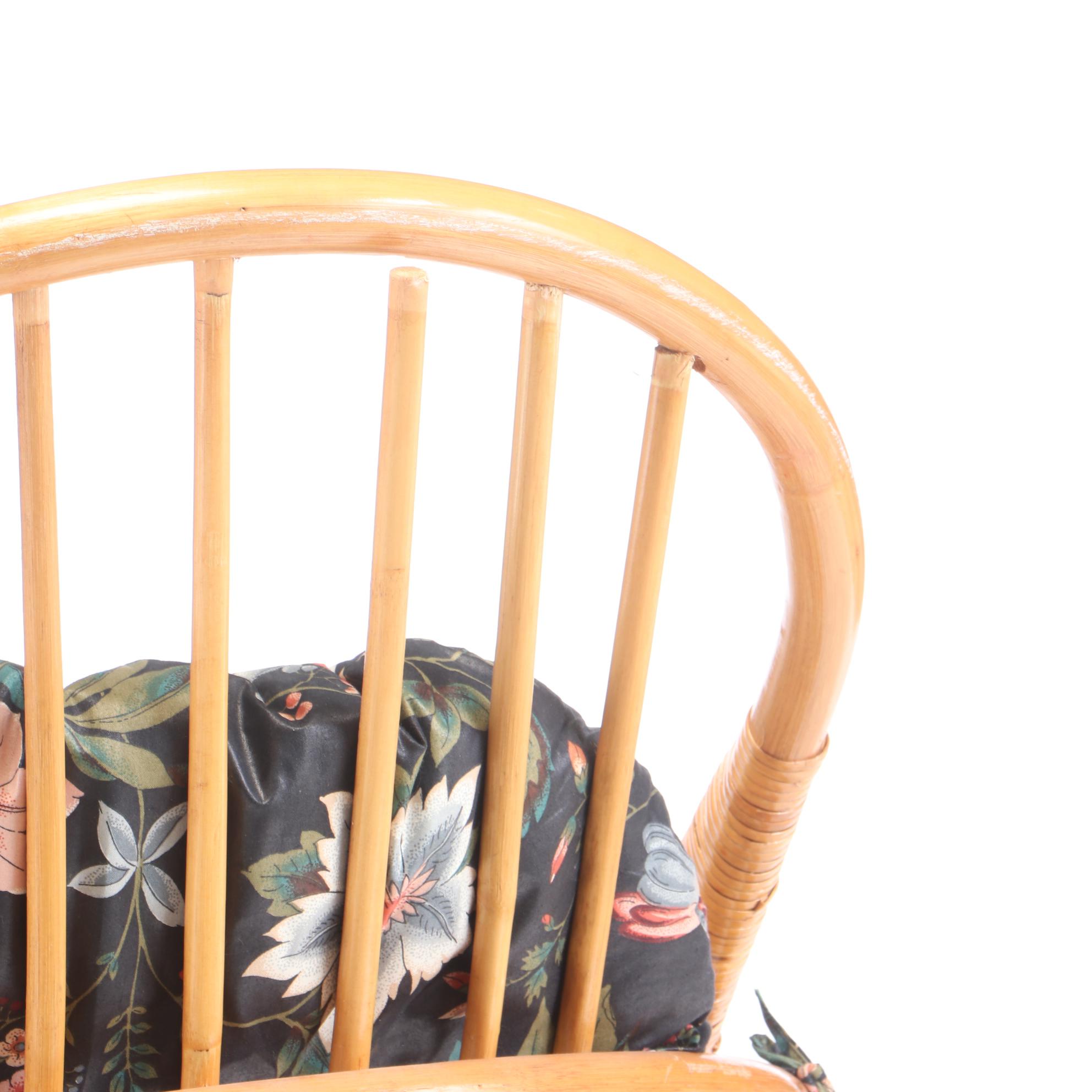 Grand Basket Company Rattan Swivel Chair, Mid to Late 20th Century