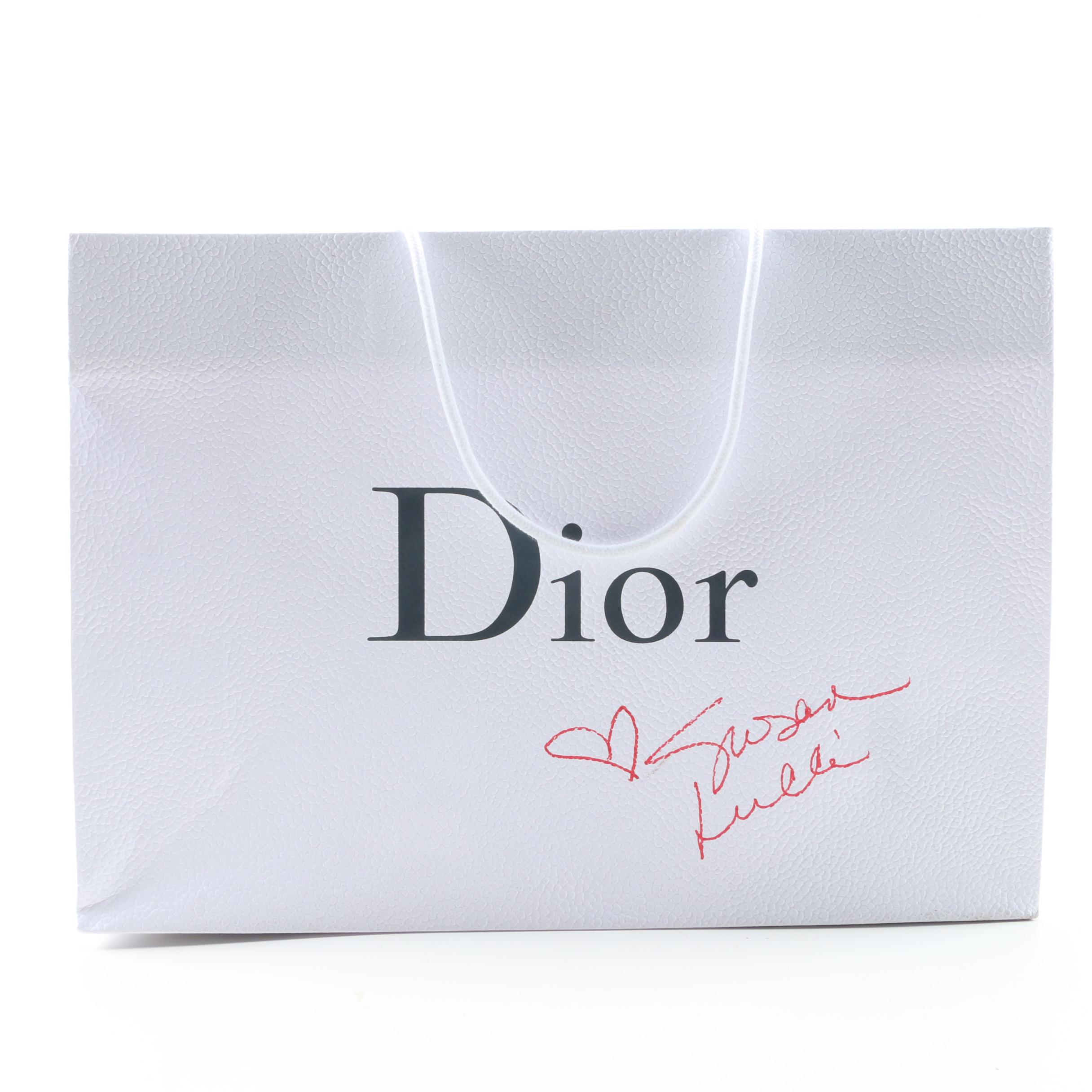 Christian Dior Midnight Blue Blooming Clutch with Gift Bag Signed by Susan Lucci
