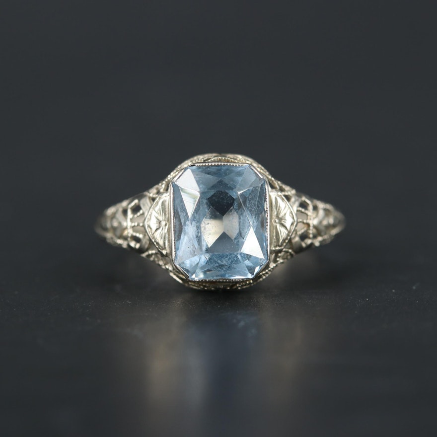 1930s 14K White Gold Spinel Ring