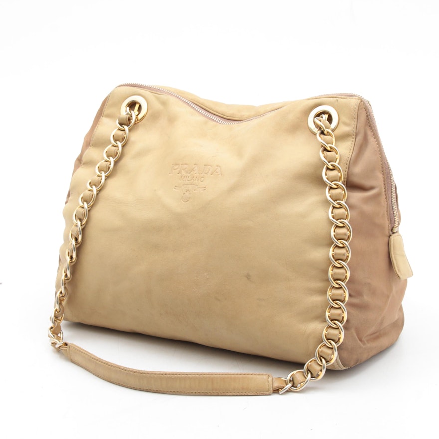 Prada Leather and Nylon Chain Strap Shoulder Bag