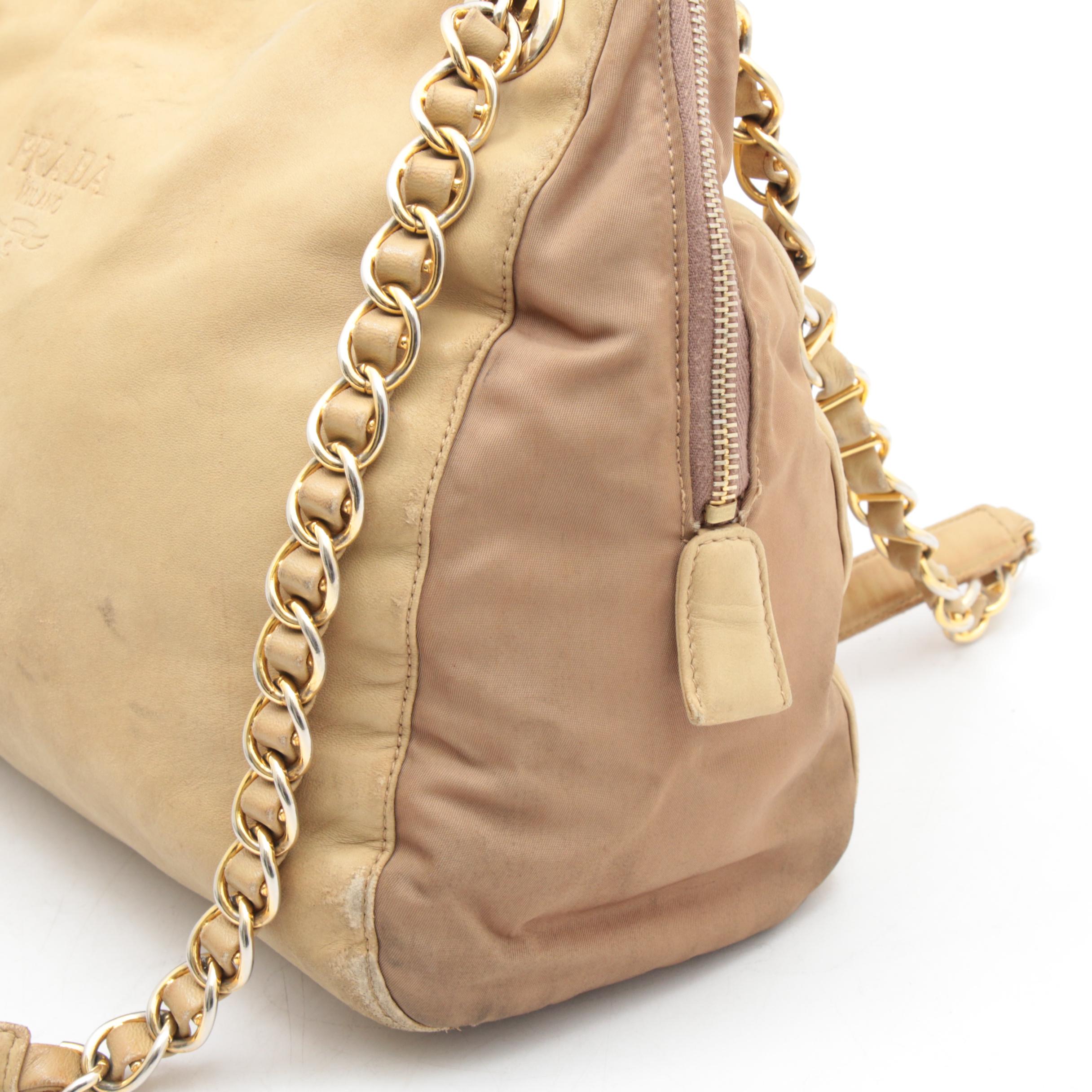 Prada Leather and Nylon Chain Strap Shoulder Bag