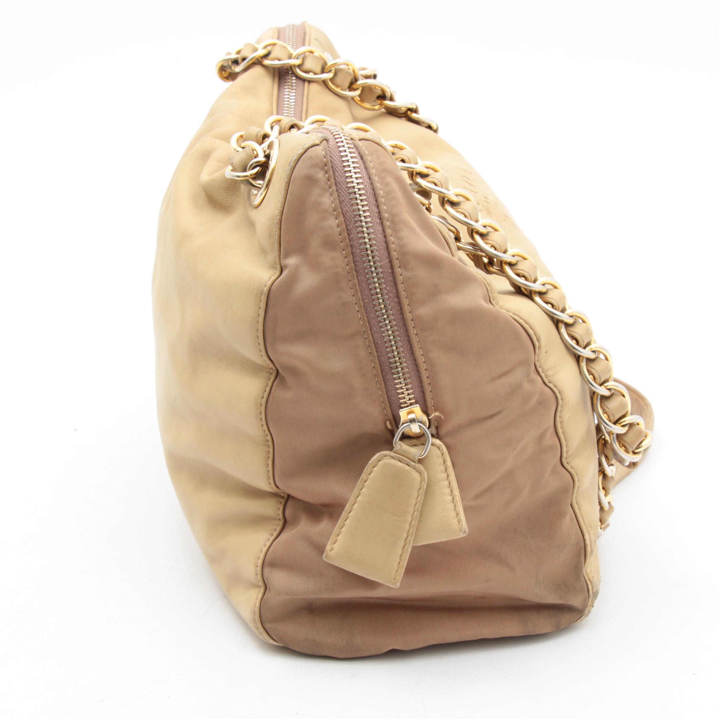 Prada Leather and Nylon Chain Strap Shoulder Bag