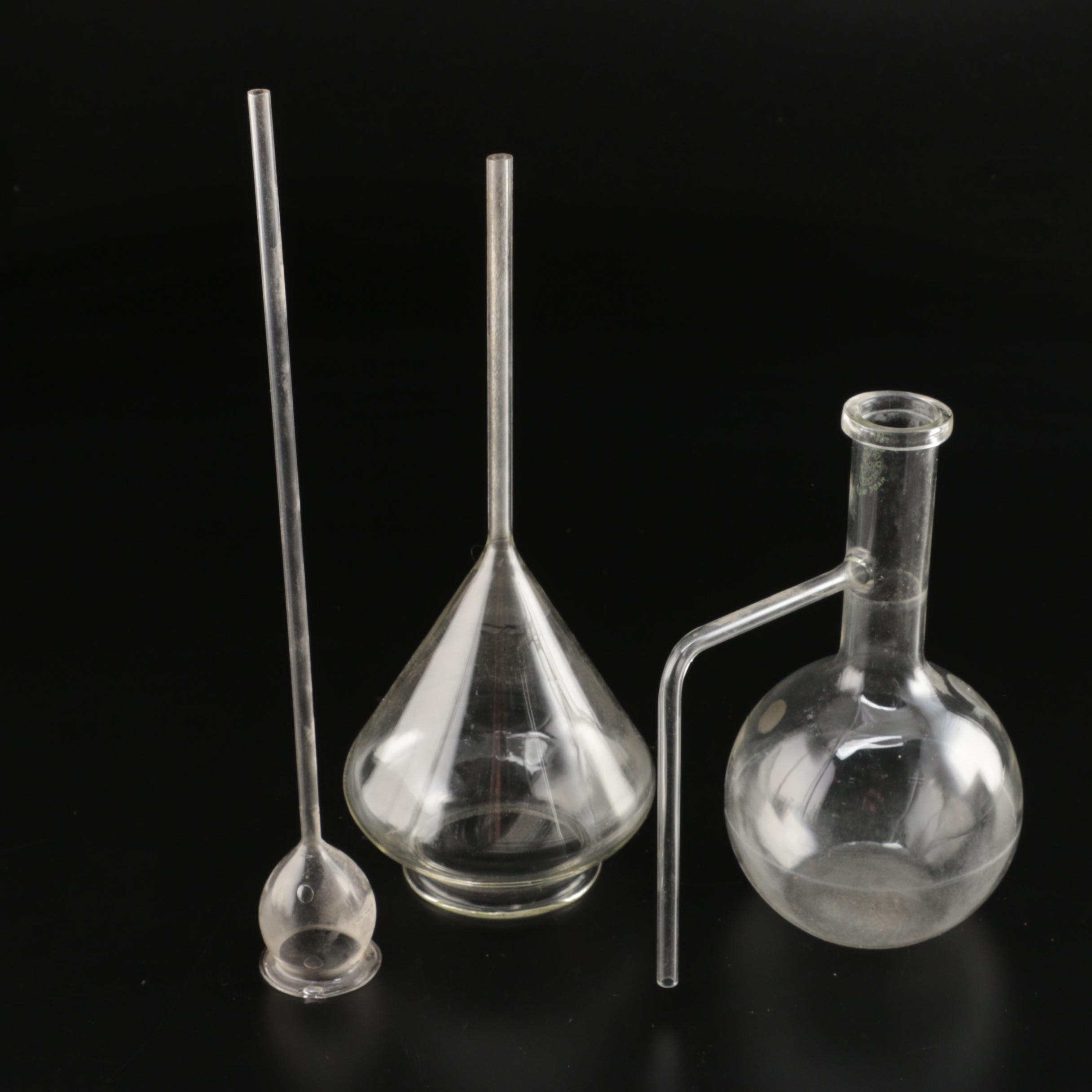 Pyrex and Kimex Laboratory Glassware and Graduated Flasks Including Kimble