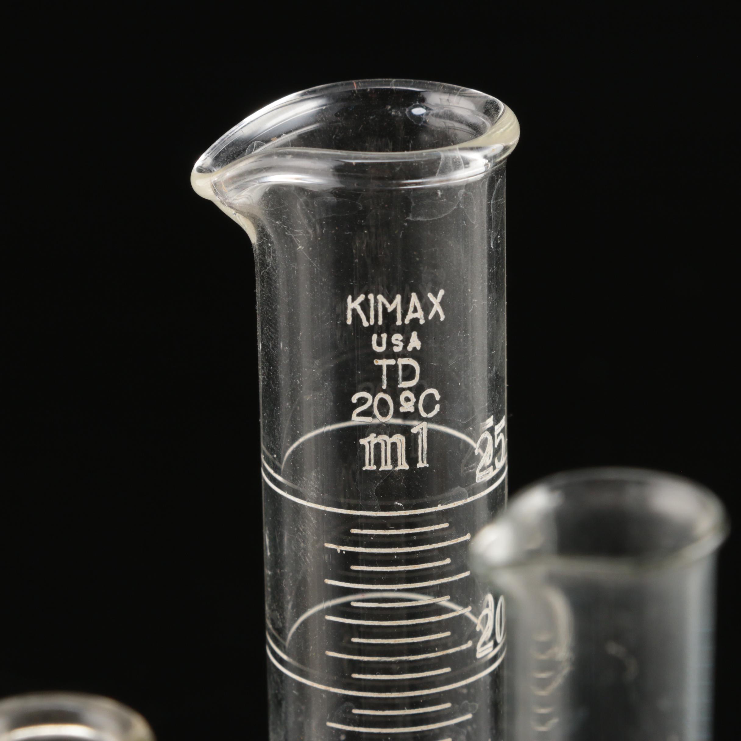 Pyrex and Kimex Laboratory Glassware and Graduated Flasks Including Kimble
