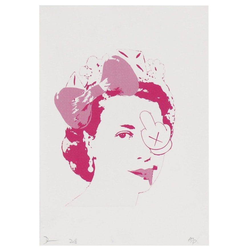 Death NYC Offset Lithograph Featuring the Queen of England