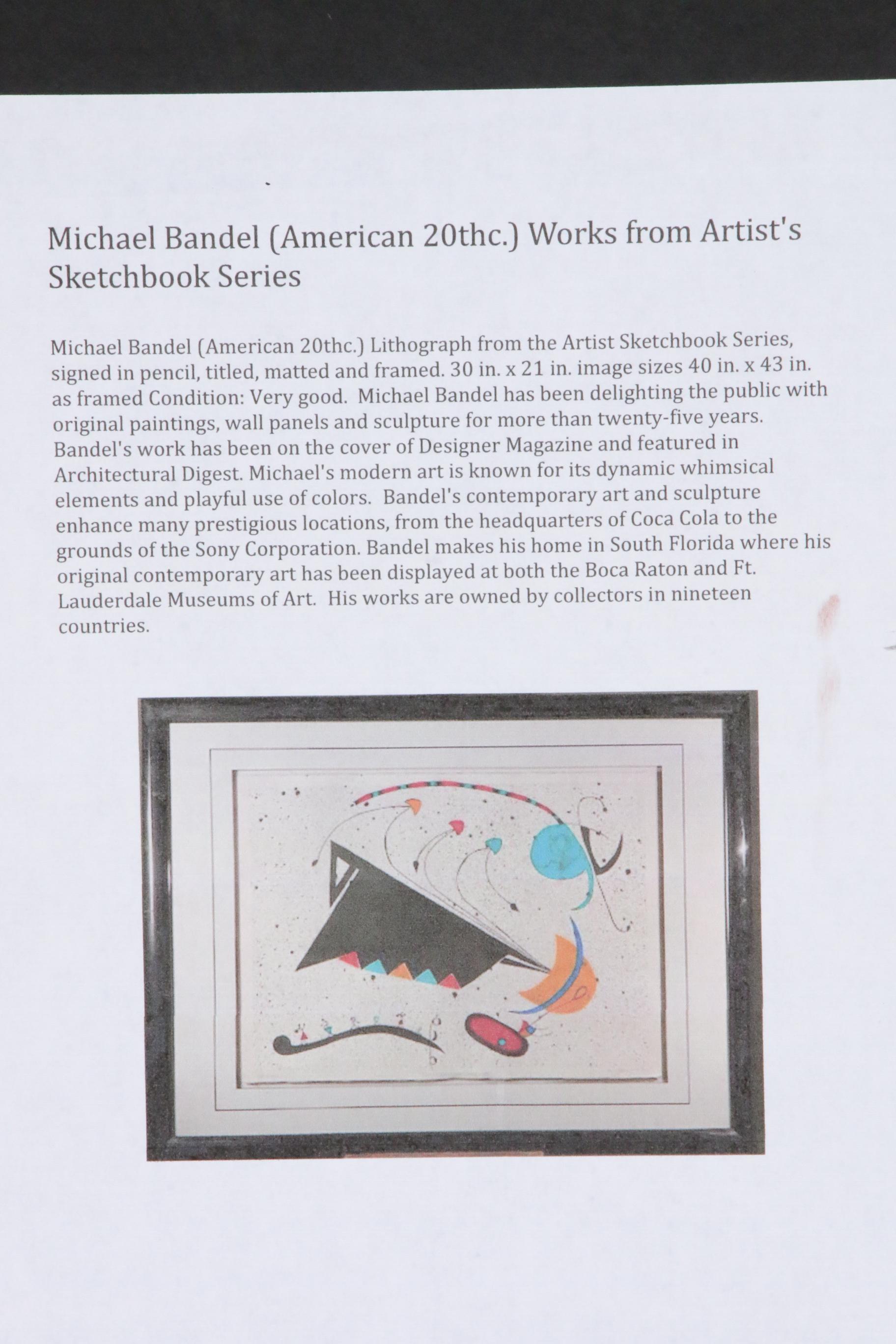 Michael Bandel Color Lithograph "Artist Sketchbook Series IV," Late 20th Century